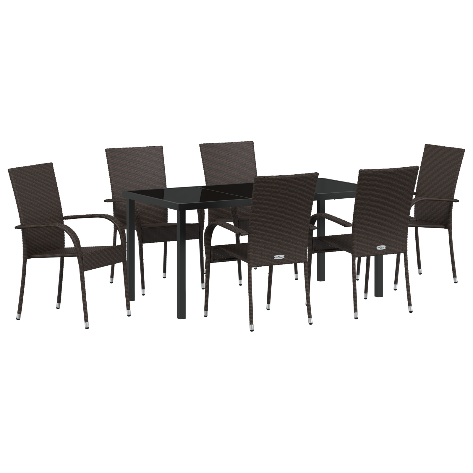Set de Masă pentru Grădină 7 Piese Maro Ratan PE GartenMobel Dekor