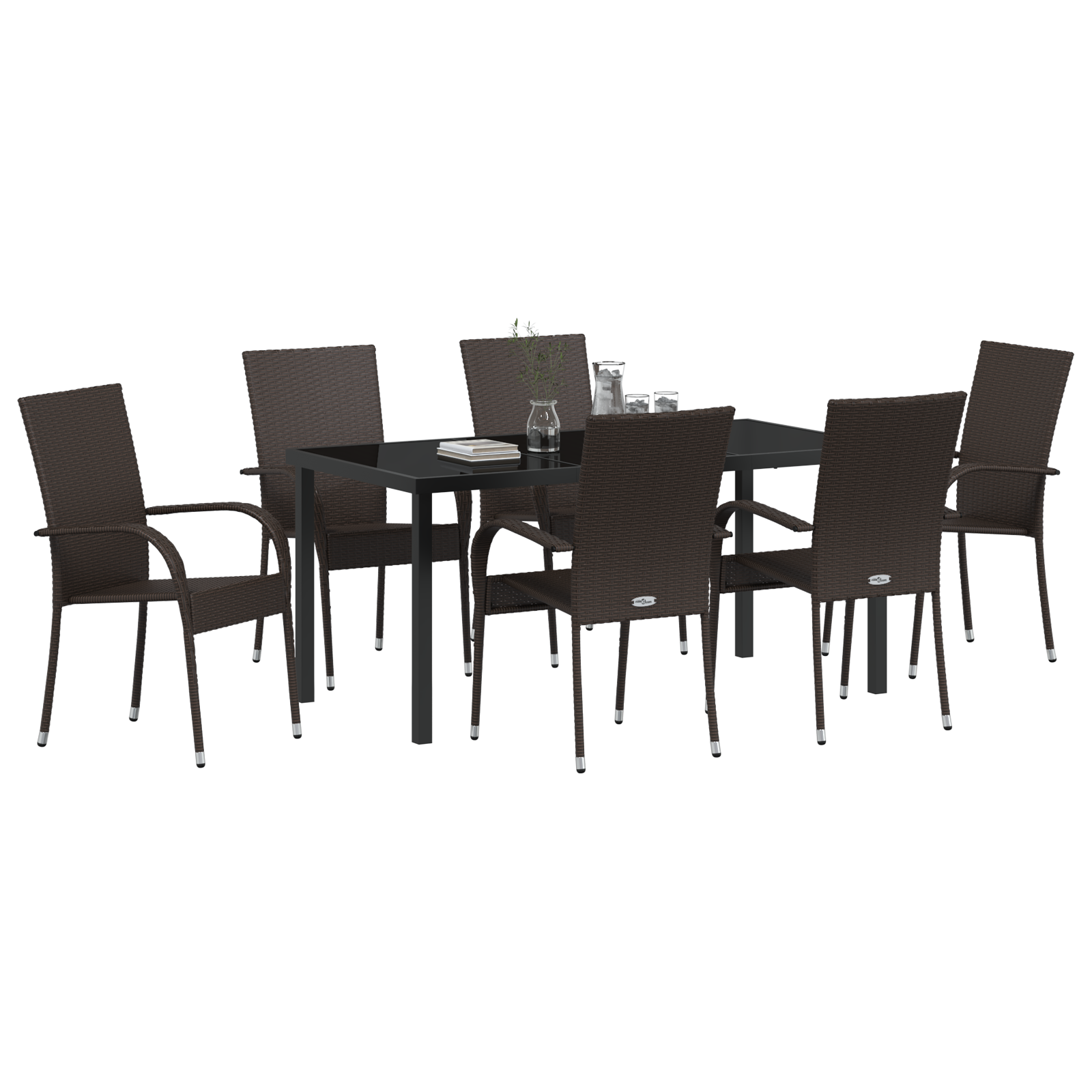 Set de Masă pentru Grădină 7 Piese Maro Ratan PE GartenMobel Dekor