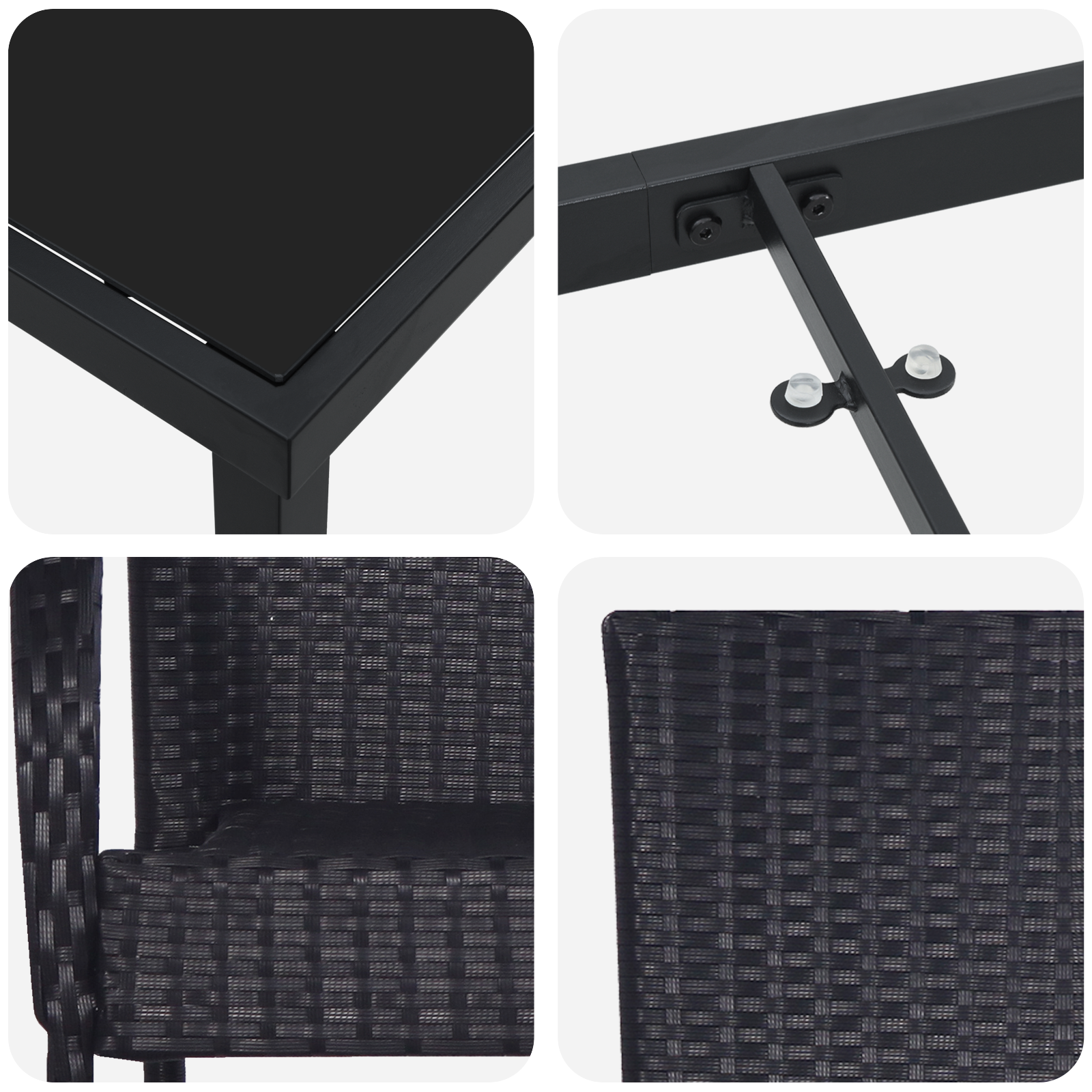 Set de Masă pentru Grădină din 3 Piese Negru Poliratan GartenMobel Dekor