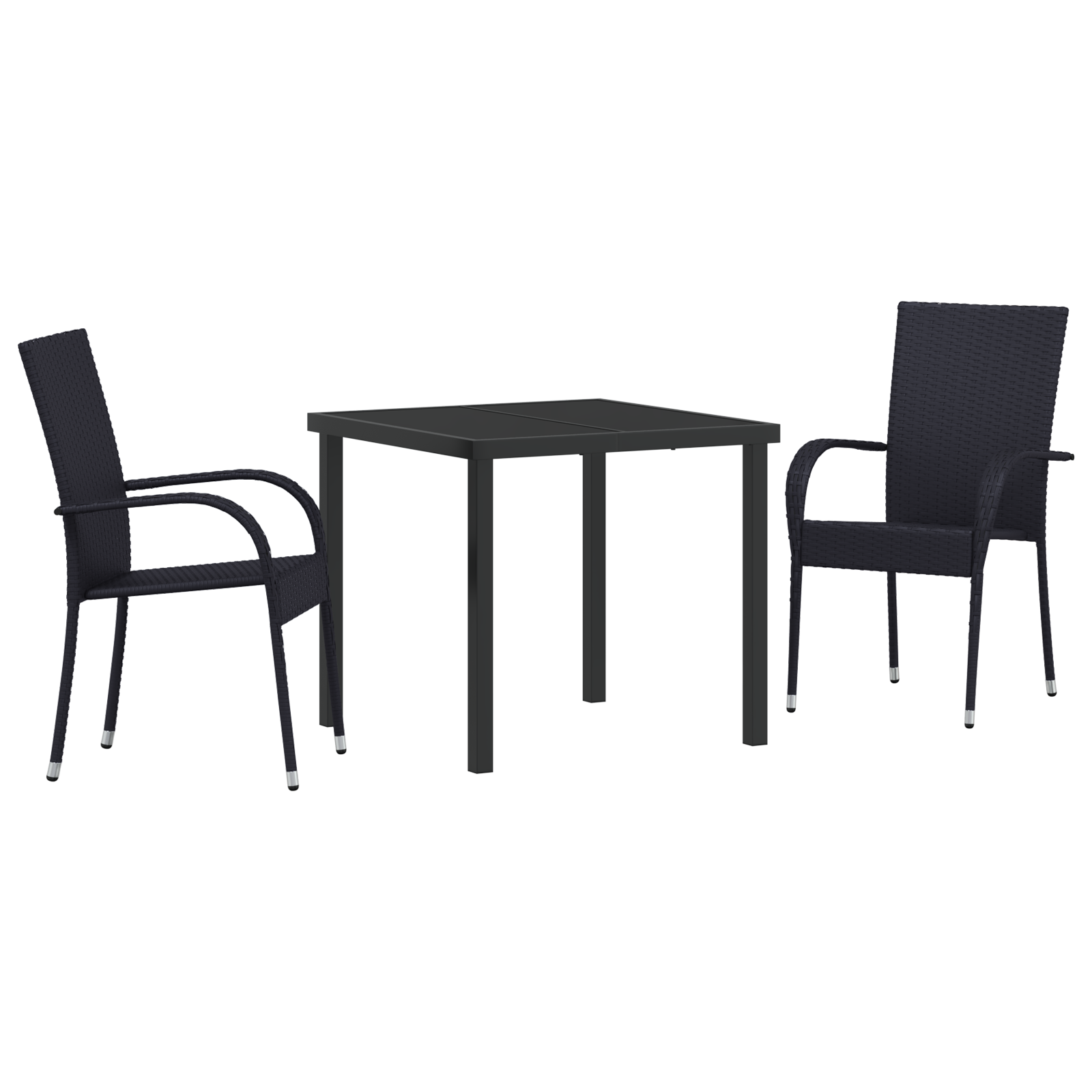 Set de Masă pentru Grădină din 3 Piese Negru Poliratan GartenMobel Dekor