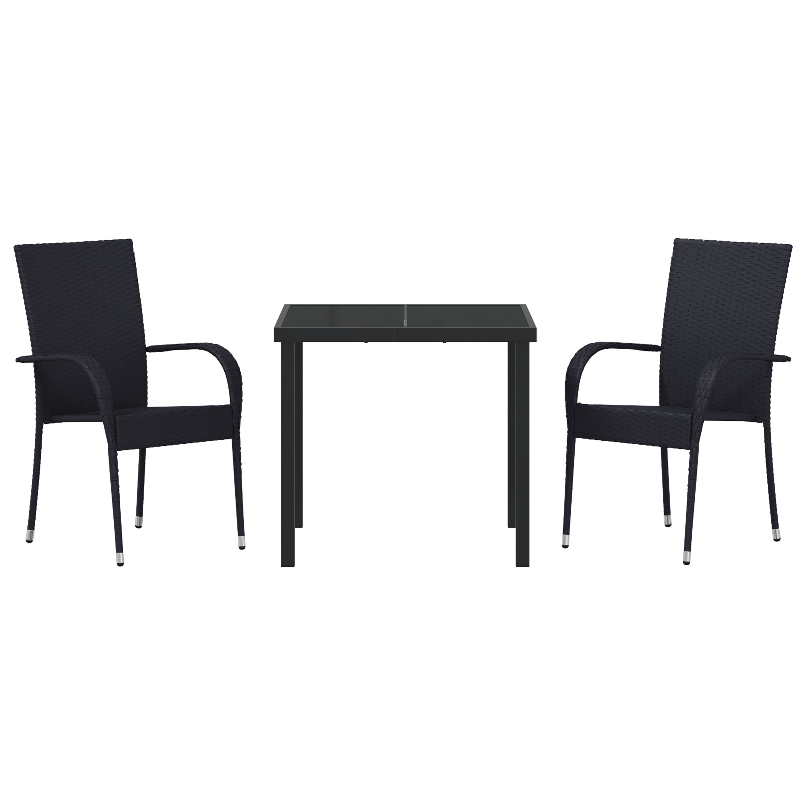 Set de Masă pentru Grădină din 3 Piese Negru Poliratan GartenMobel Dekor