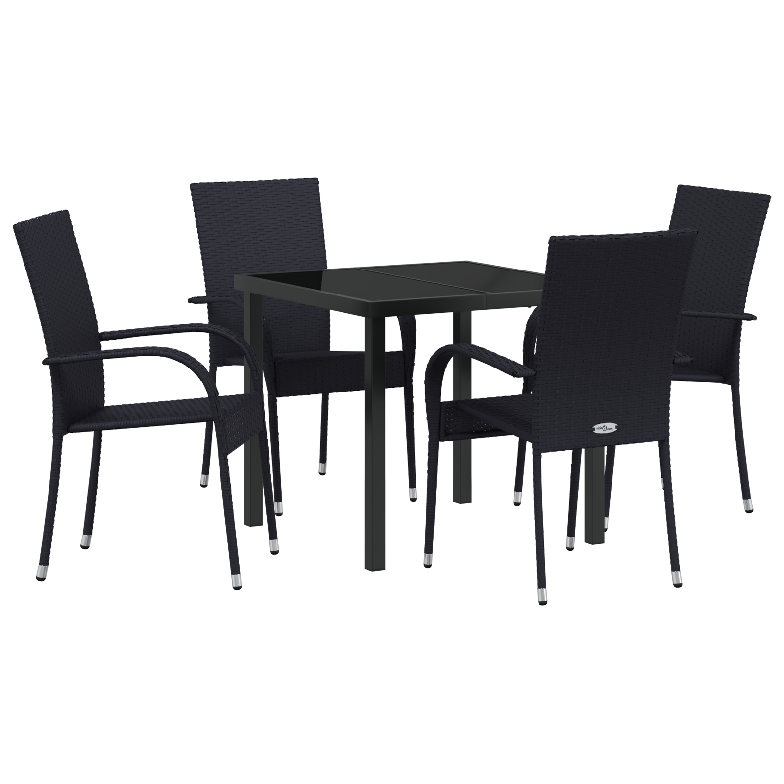 Set de dining de 5 piese pentru grădină Negru Poliratan GartenMobel Dekor