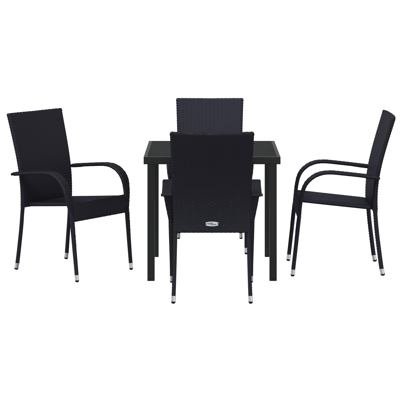 Set de dining de 5 piese pentru grădină Negru Poliratan GartenMobel Dekor