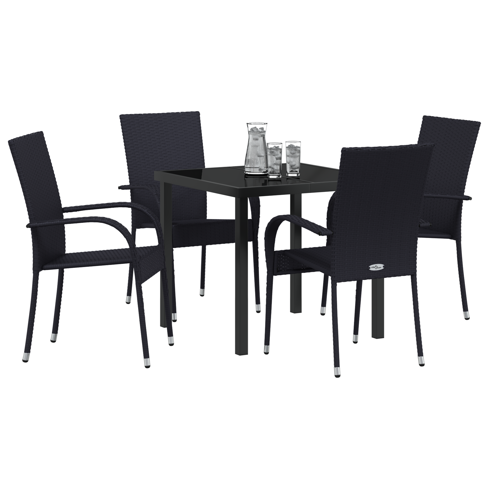 Set de dining de 5 piese pentru grădină Negru Poliratan GartenMobel Dekor