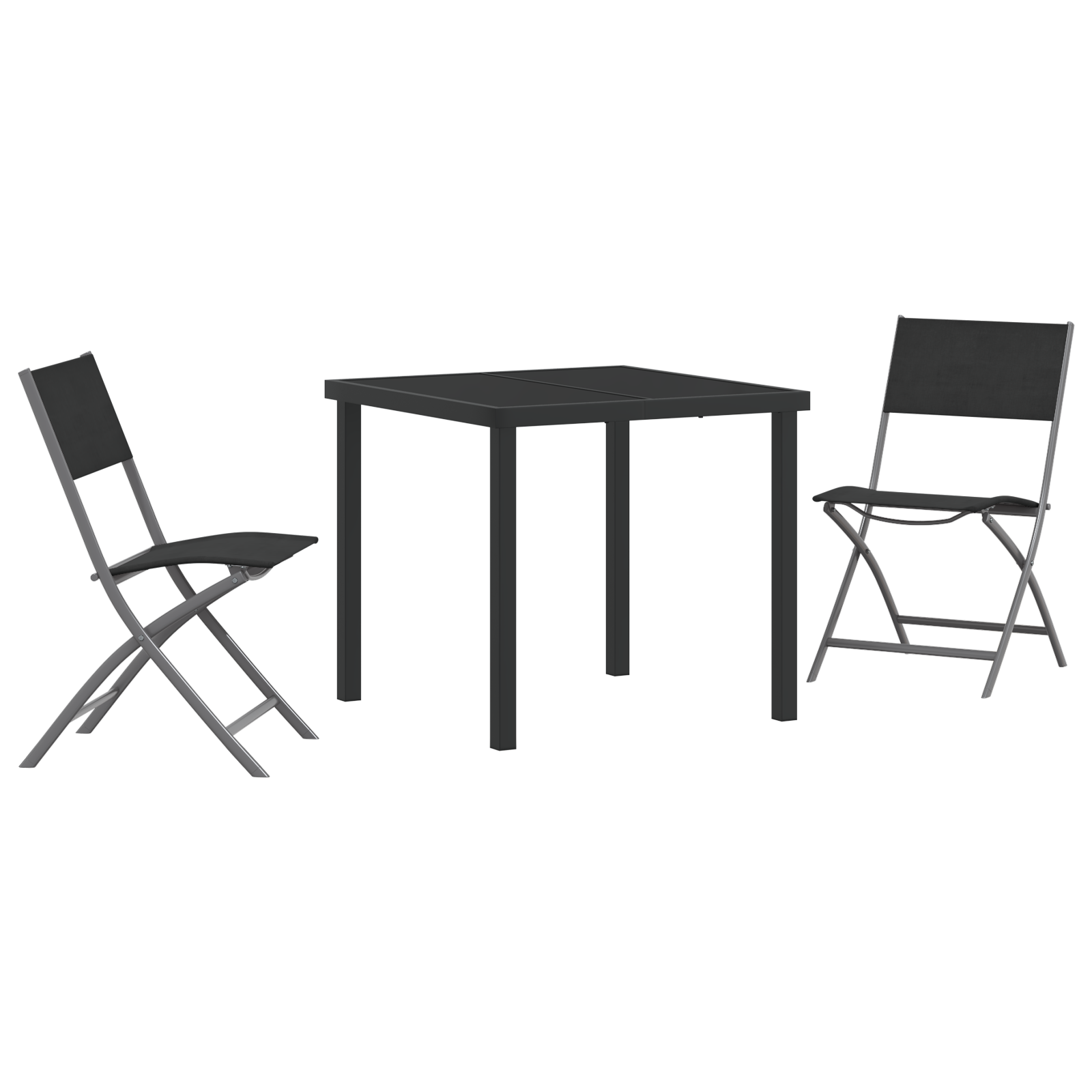 Set de dining de grădină 3 piese Negru Textilenă și Oțel GartenMobel Dekor