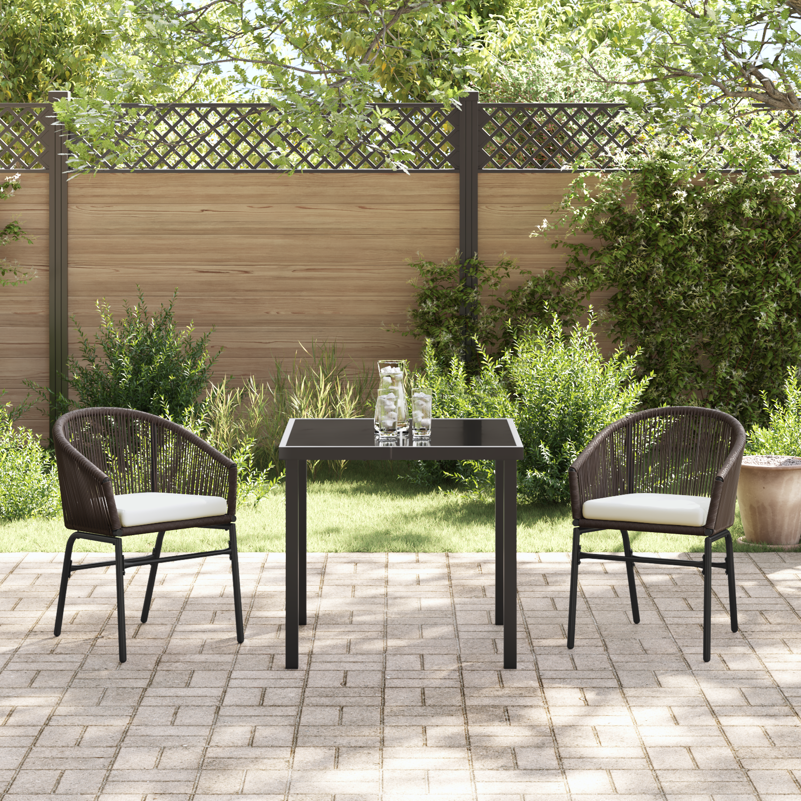 Set de dining de grădină 3 piese maro PE ratan GartenMobel Dekor