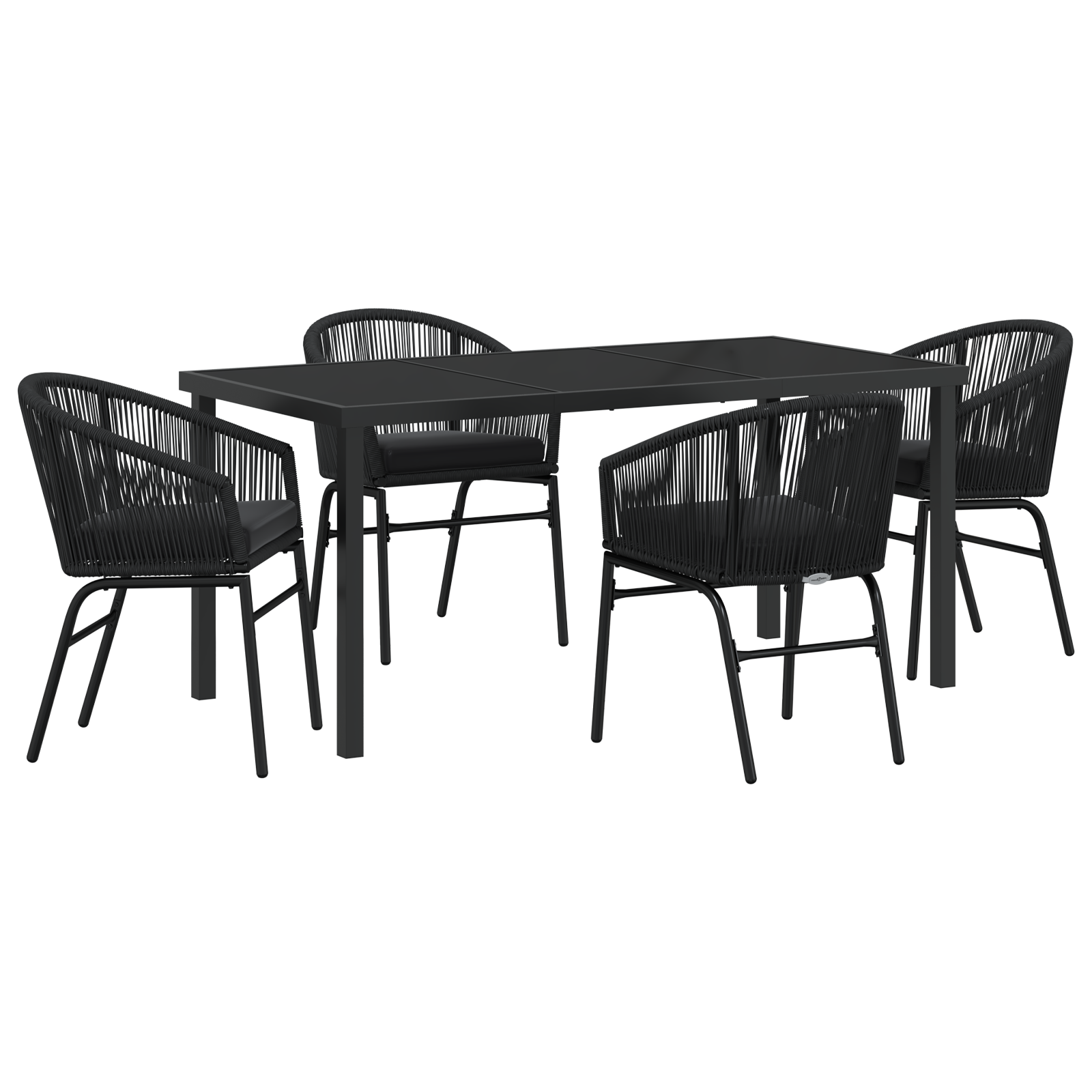 Set de dining de grădină 5 piese Negru Ratan Poli GartenMobel Dekor