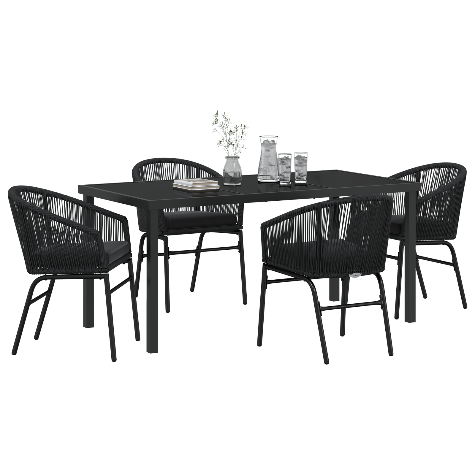 Set de dining de grădină 5 piese Negru Ratan Poli GartenMobel Dekor