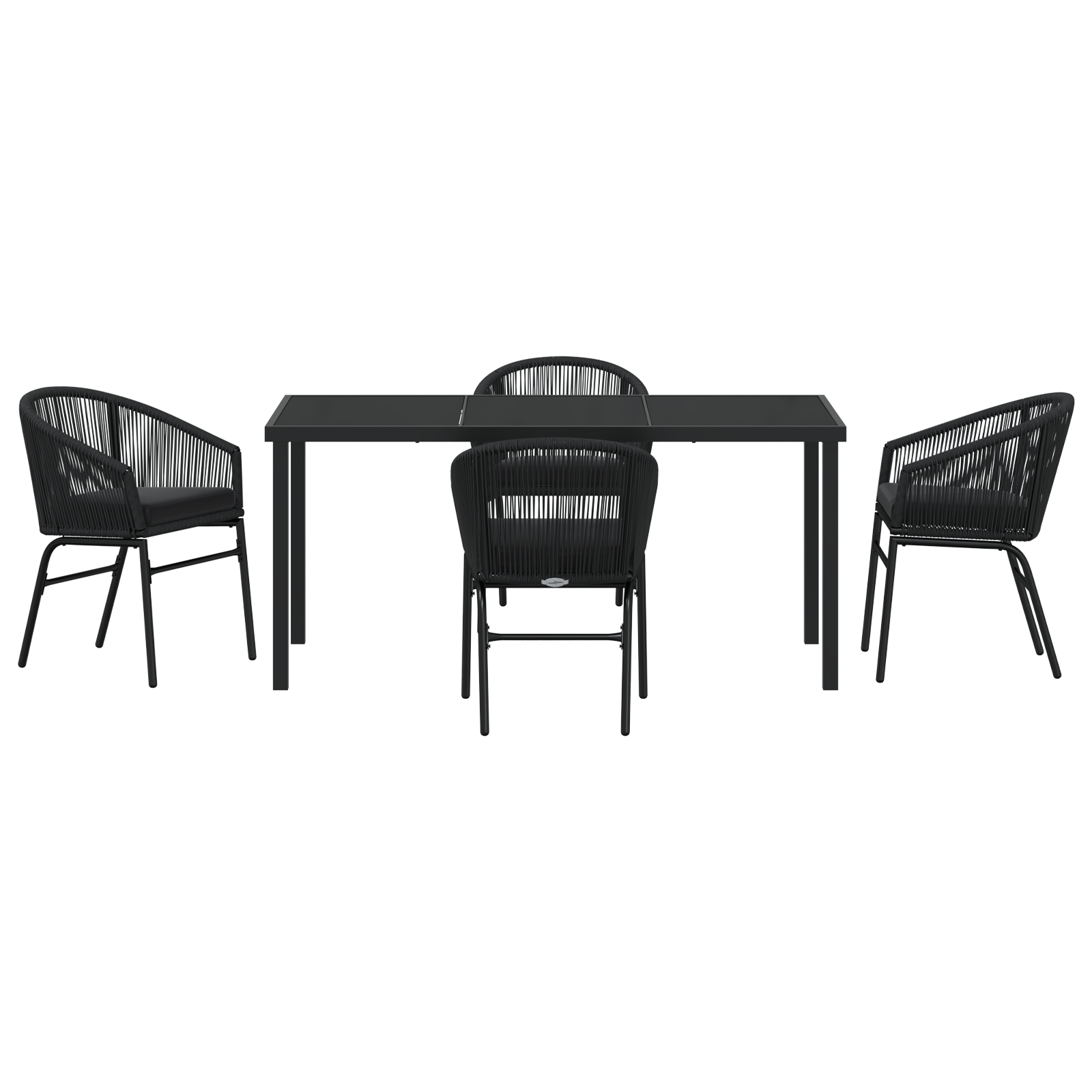 Set de dining de grădină 5 piese Negru Ratan Poli GartenMobel Dekor