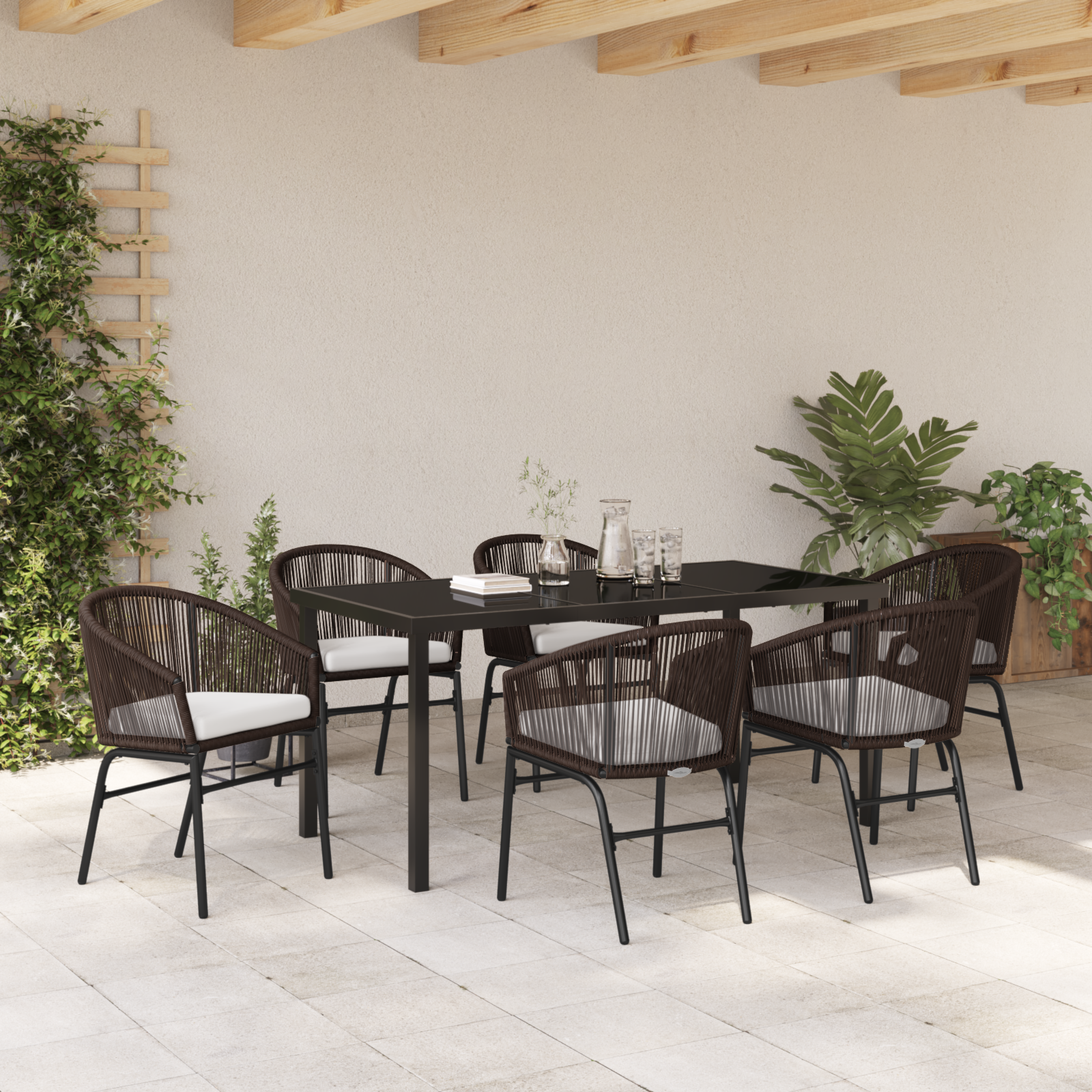 Set de dining de grădină 7 bucăți Maro Poliratan GartenMobel Dekor