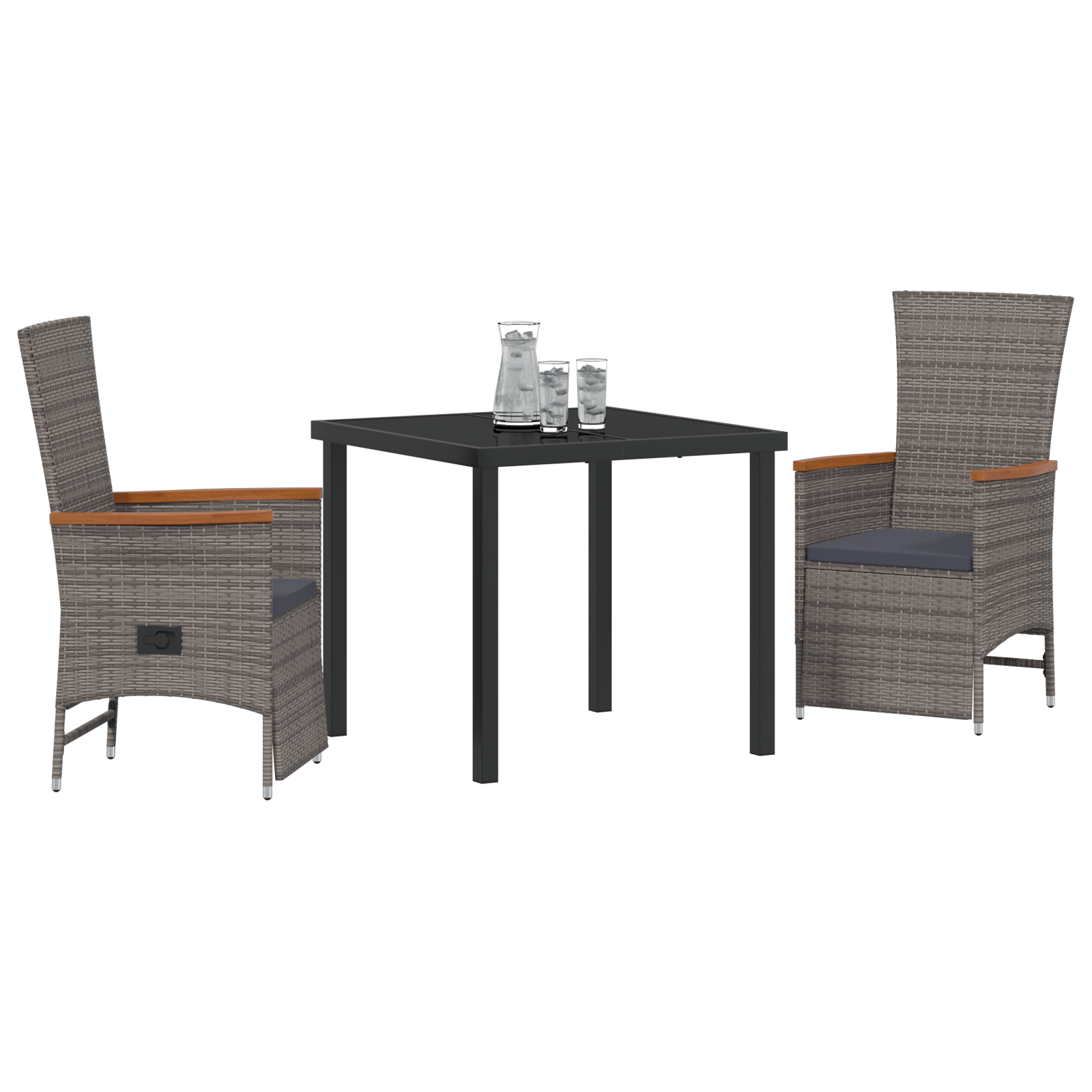 Set de Dining Grădină 3 Piese cu Pernuțe Gri Poliratan GartenMobel Dekor
