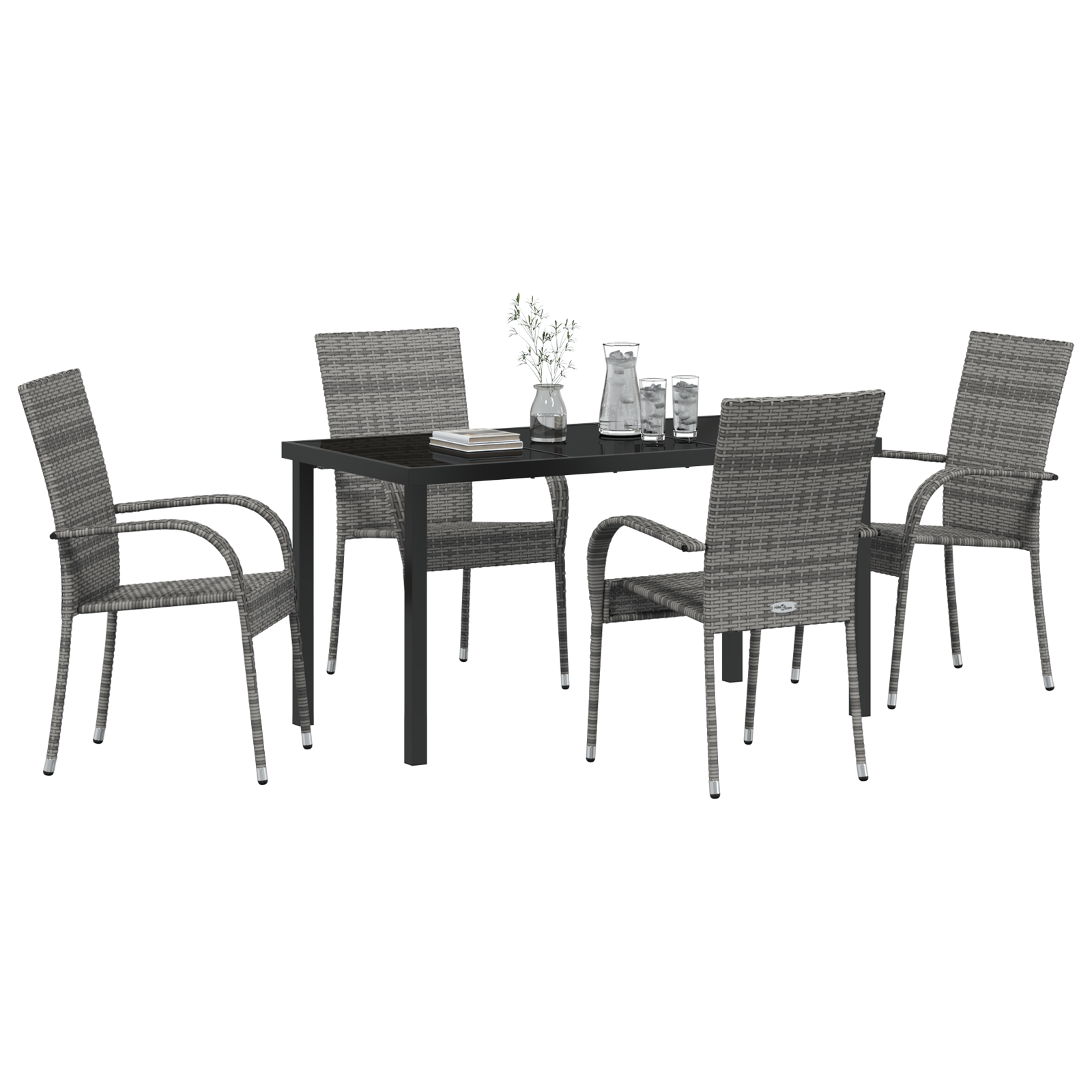 Set de Masă pentru Grădină 5 Piese Gri Poliratan GartenMobel Dekor
