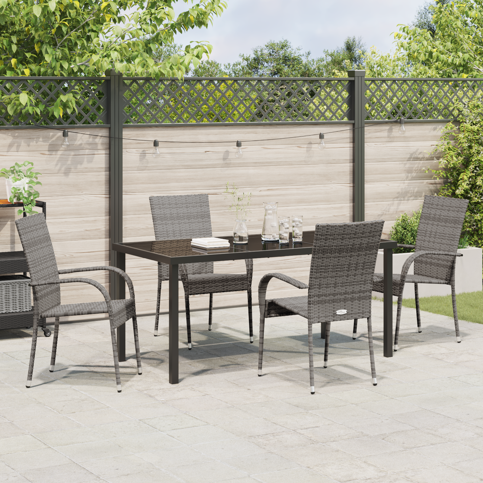 Set de Masă pentru Grădină 5 Piese Gri Poliratan GartenMobel Dekor