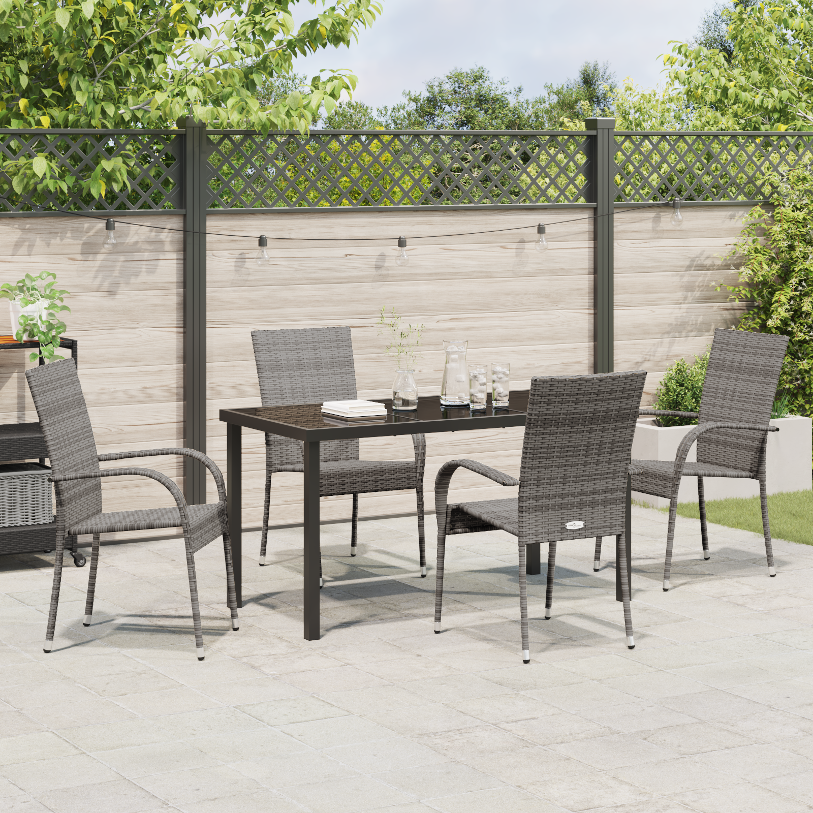 Set de Masă pentru Grădină 5 Piese Gri Poliratan GartenMobel Dekor