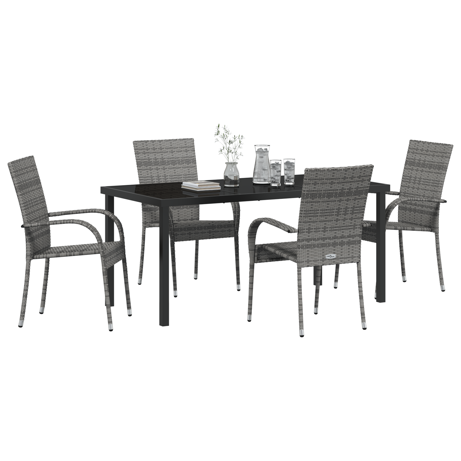 Set de Masă pentru Grădină 5 Piese Gri Poliratan GartenMobel Dekor