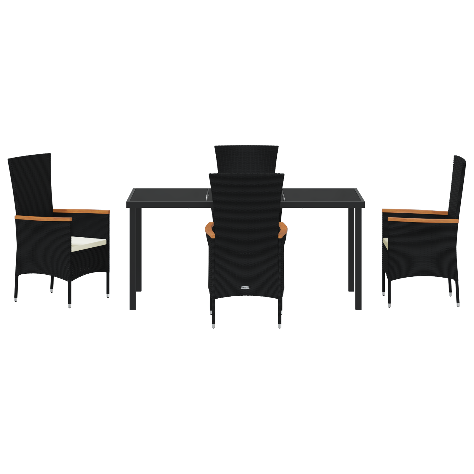 Set de dining de grădină 5 piese cu perne Rattan poliratan negru GartenMobel Dekor