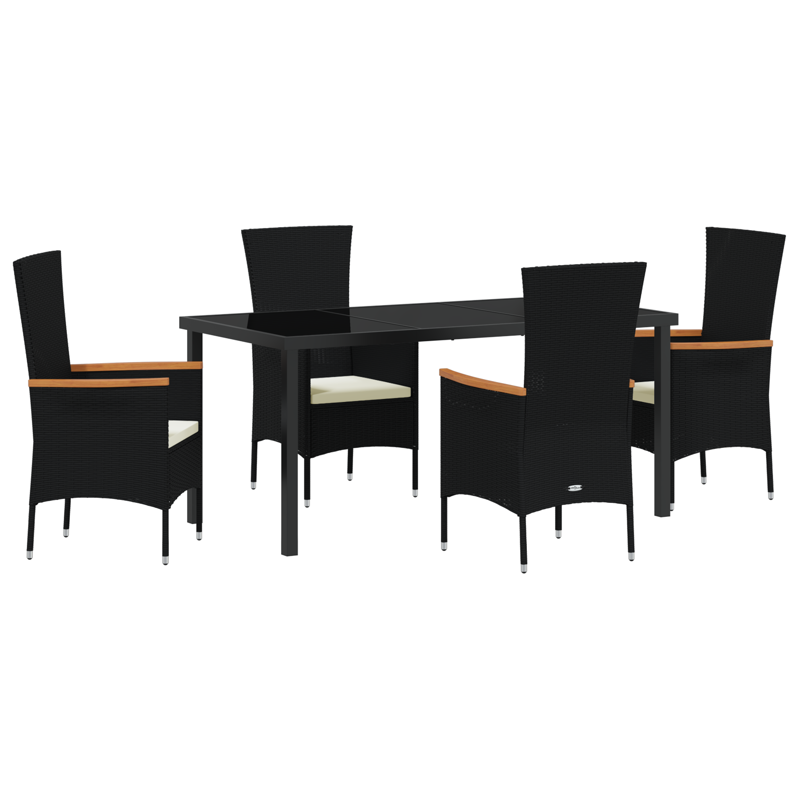 Set de dining de grădină 5 piese cu perne Rattan poliratan negru GartenMobel Dekor