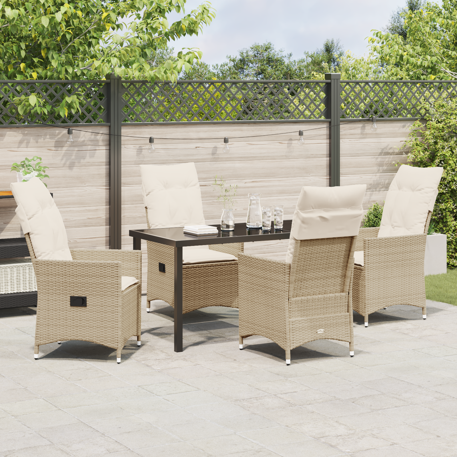 Set de 5 Mobilier de Grădină cu Perne Bej Ratan Poli GartenMobel Dekor