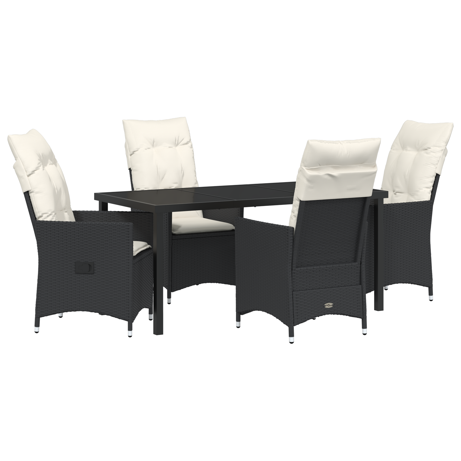 Set de Dining Grădină 5 Piese cu Perne Negru Ratan Poli GartenMobel Dekor