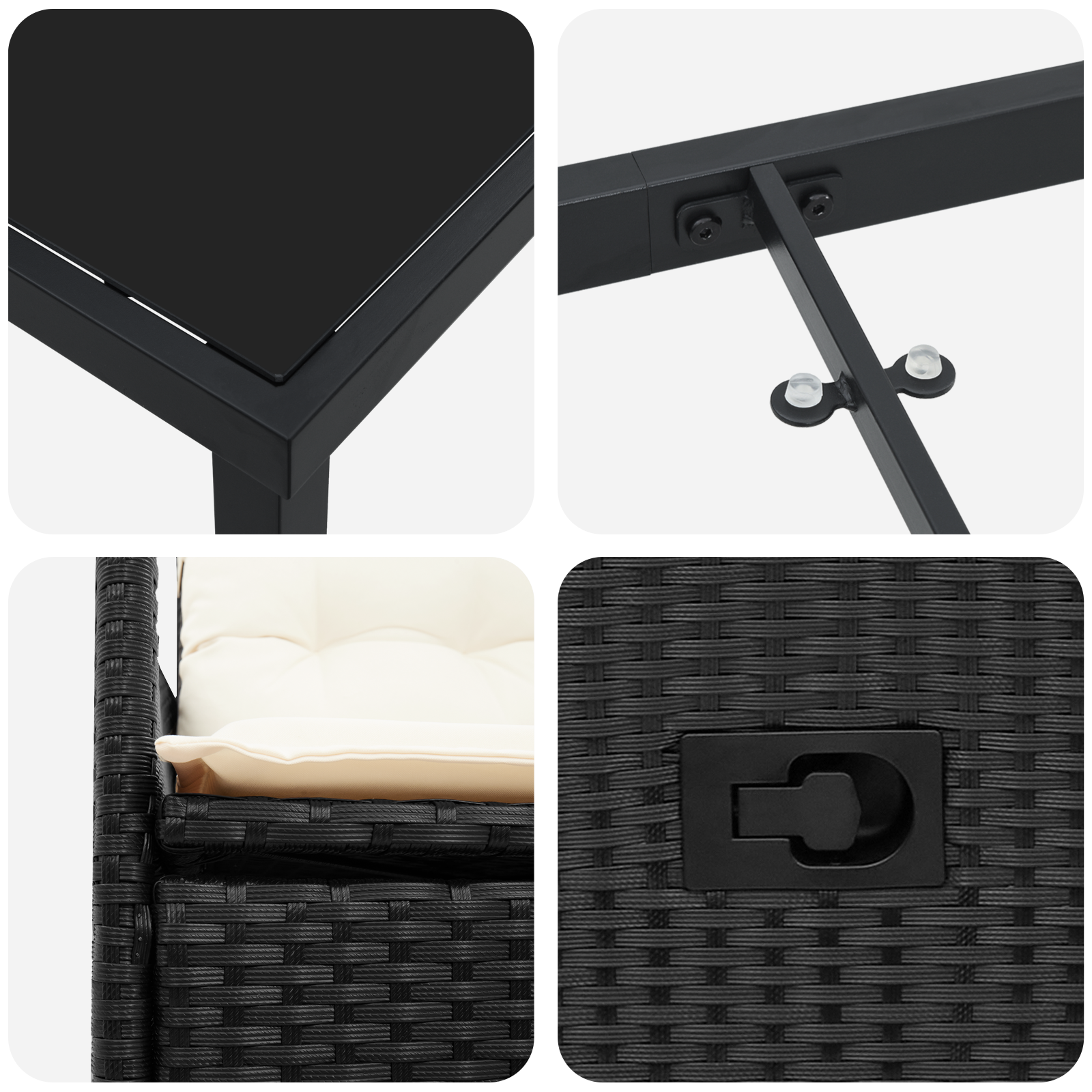 Set de Dining Grădină 5 Piese cu Perne Negru Ratan Poli GartenMobel Dekor