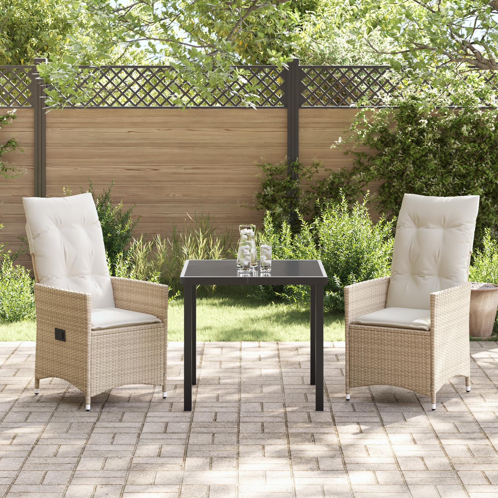 Set de Dining pentru Grădină de 3 Piese cu Perne Bej din Poliratan GartenMobel Dekor