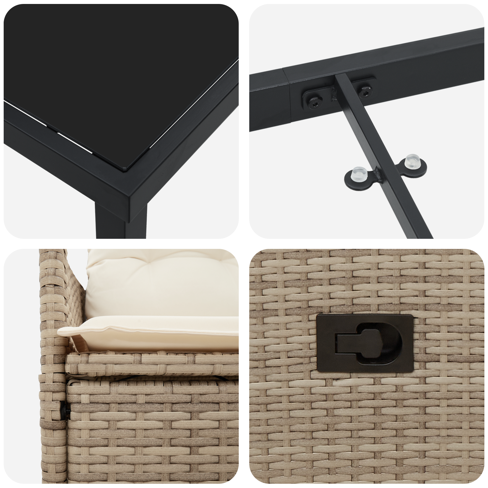 Set de Dining pentru Grădină de 3 Piese cu Perne Bej din Poliratan GartenMobel Dekor
