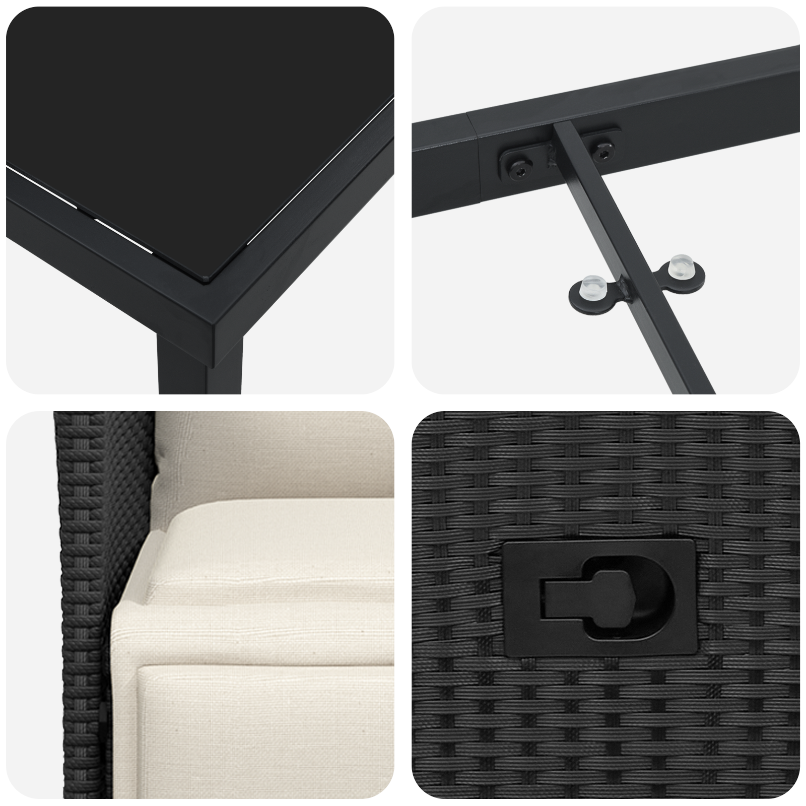Set de Masă pentru Grădină de 5 Piese cu Perne Negru Poliratan GartenMobel Dekor