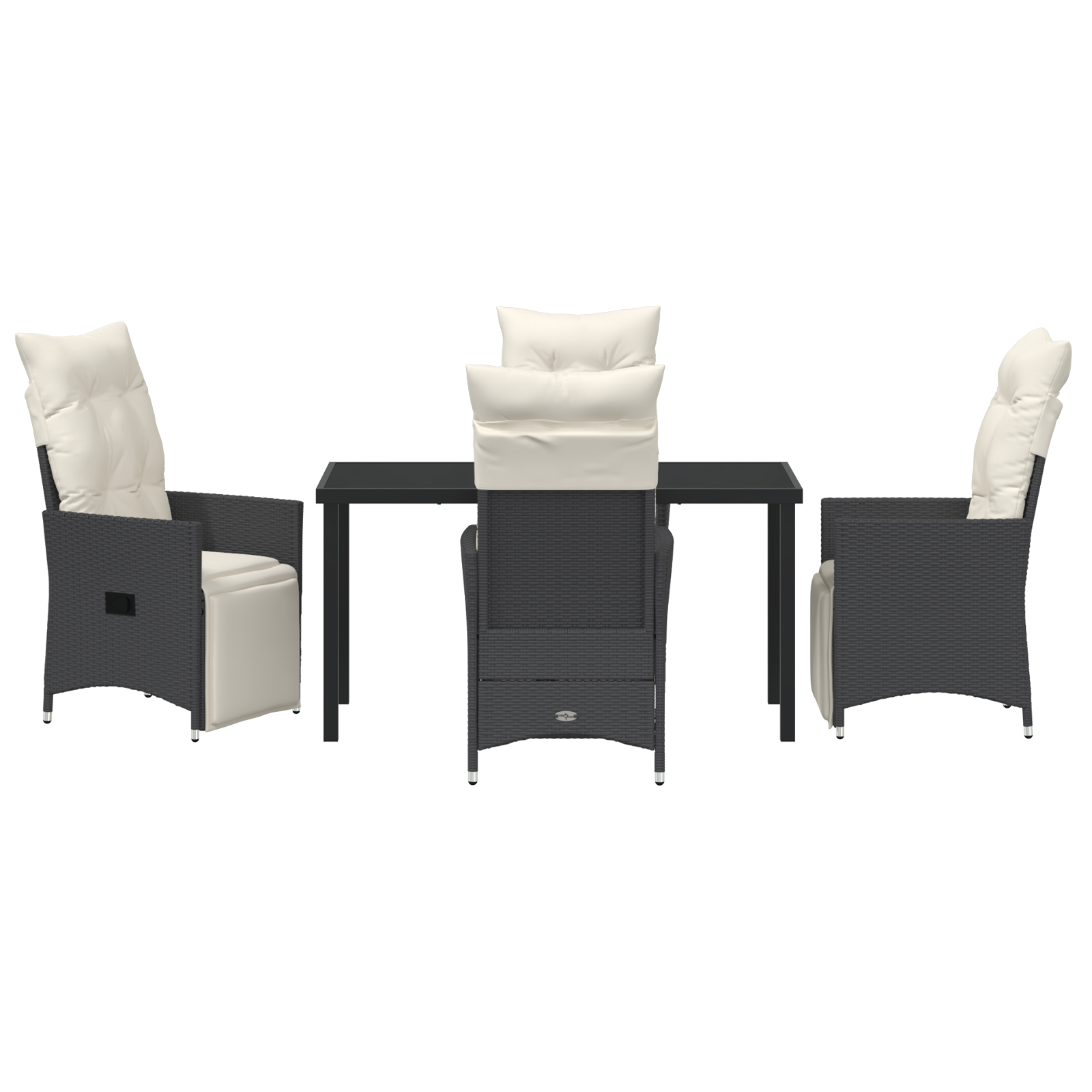 Set de Masă pentru Grădină de 5 Piese cu Perne Negru Poliratan GartenMobel Dekor