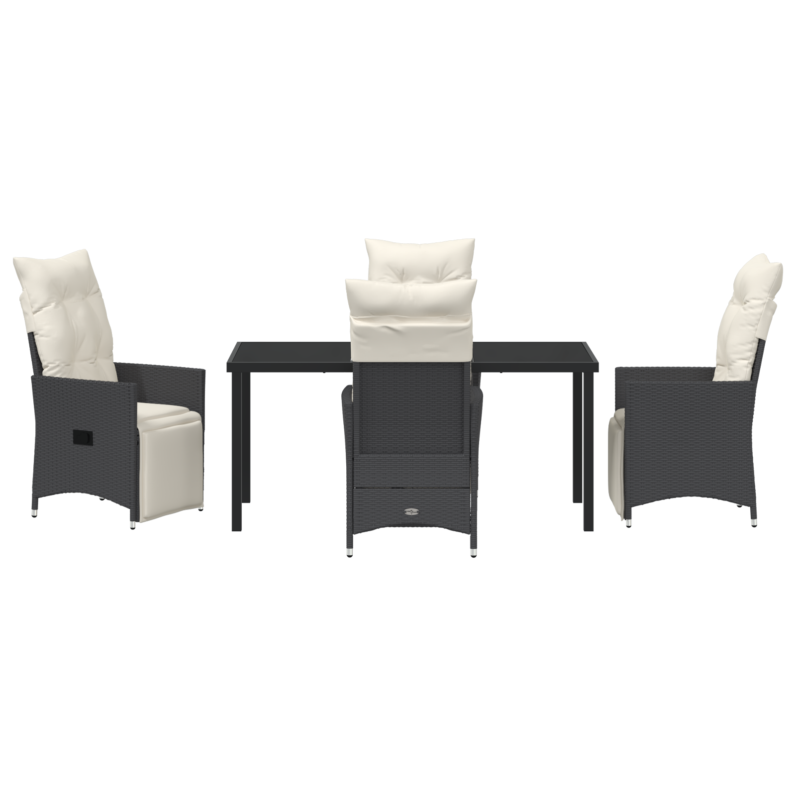 Set de dining de grădină cu 5 piese cu perne Poliratan Negru GartenMobel Dekor