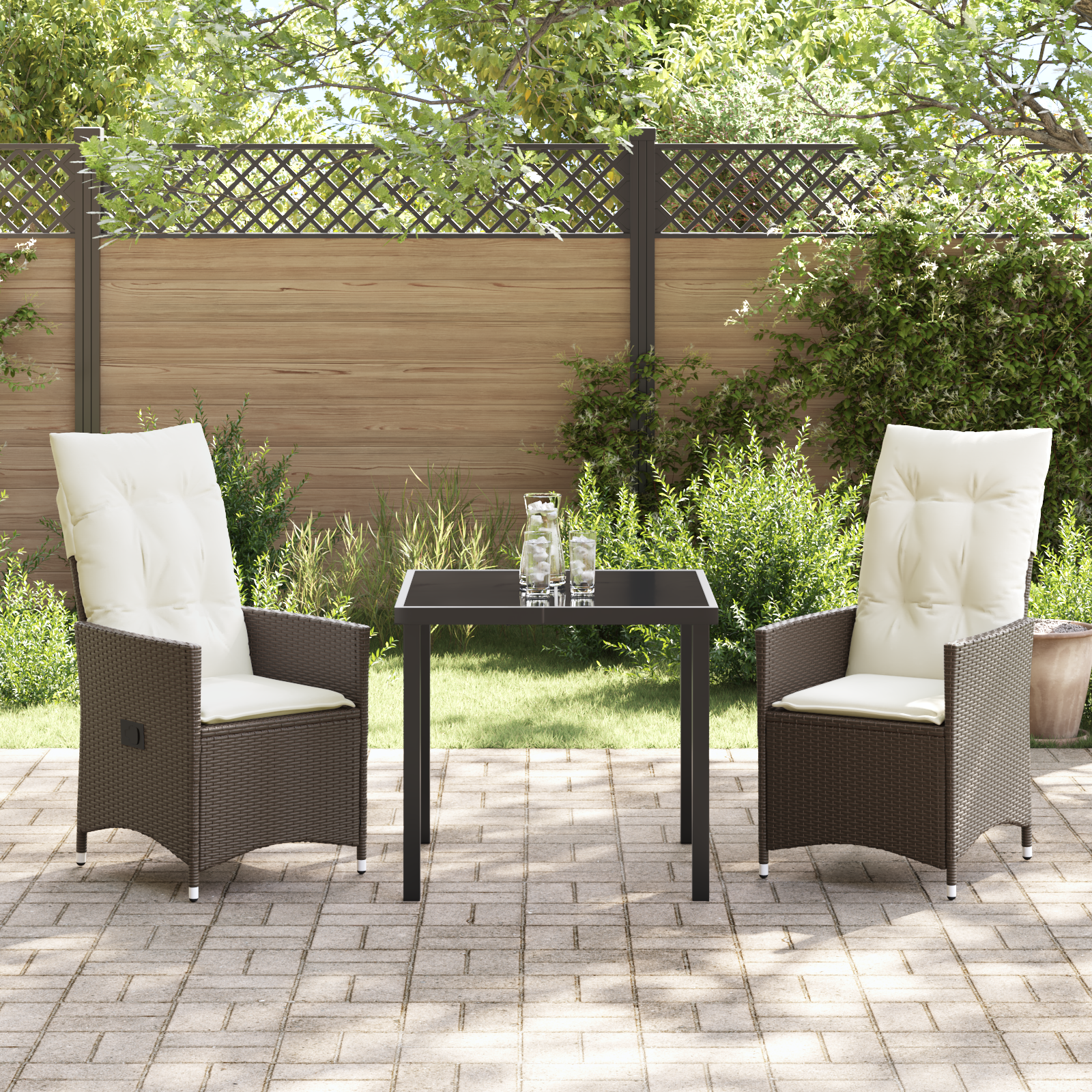 Set de dining de grădină cu perne maro din rattan poli GartenMobel Dekor