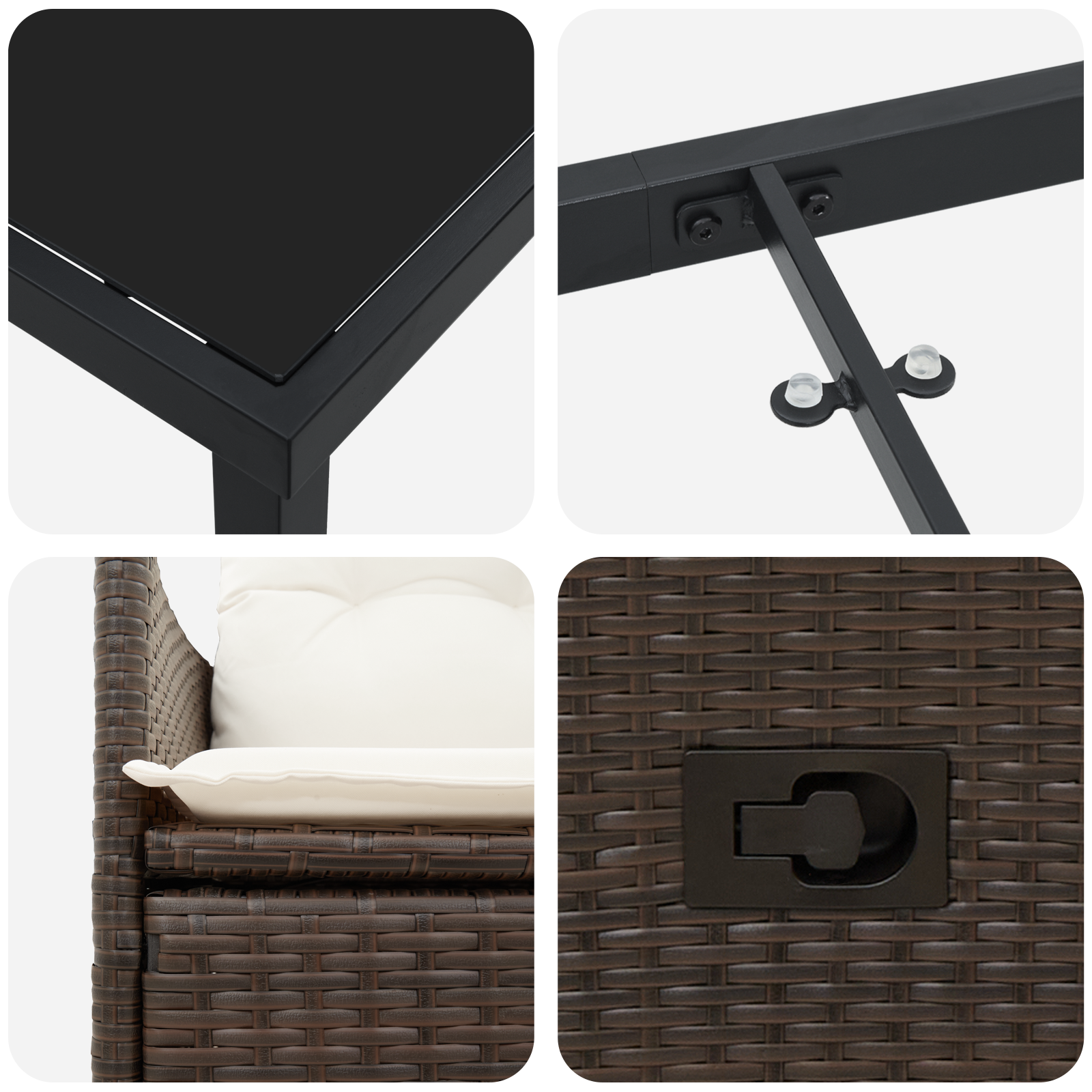 Set de dining de grădină cu perne maro din rattan poli GartenMobel Dekor