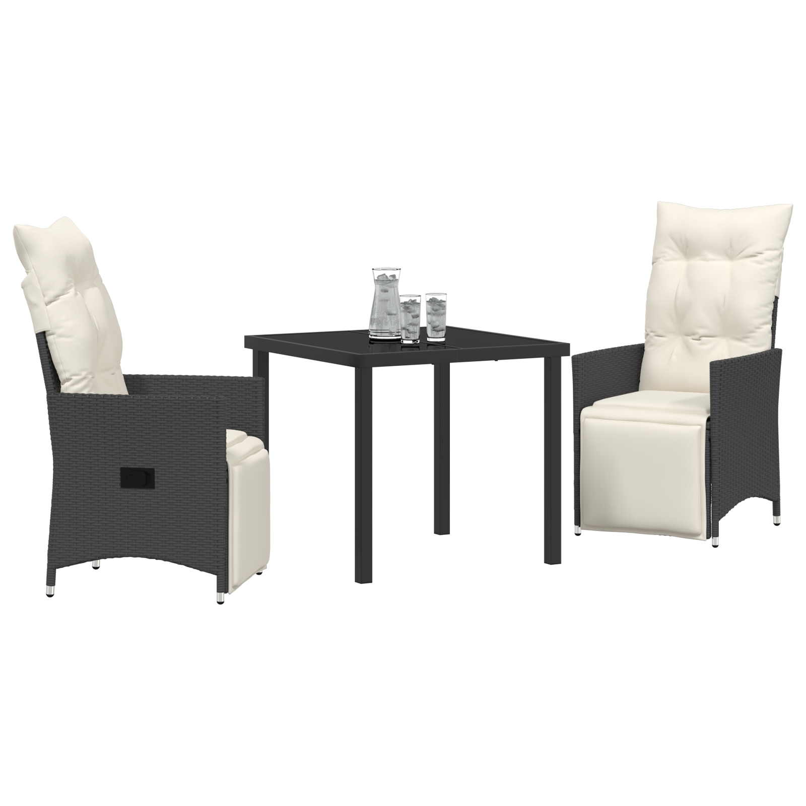 Set de dining pentru grădină 3 piese cu perne Negru Poliratan GartenMobel Dekor