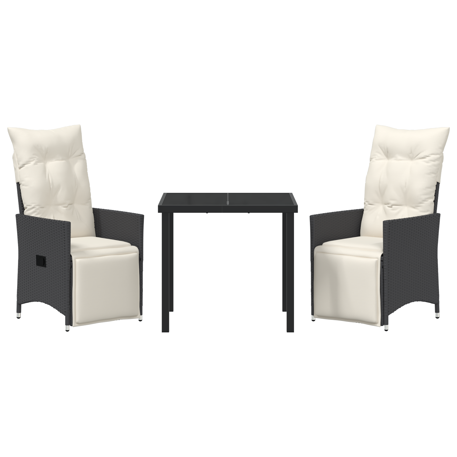 Set de dining pentru grădină 3 piese cu perne Negru Poliratan GartenMobel Dekor