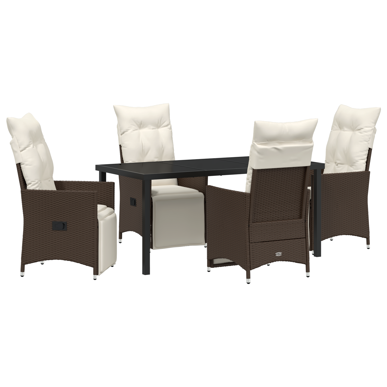 Set de dining pentru grădină de 5 piese cu perne maro din poliratan GartenMobel Dekor