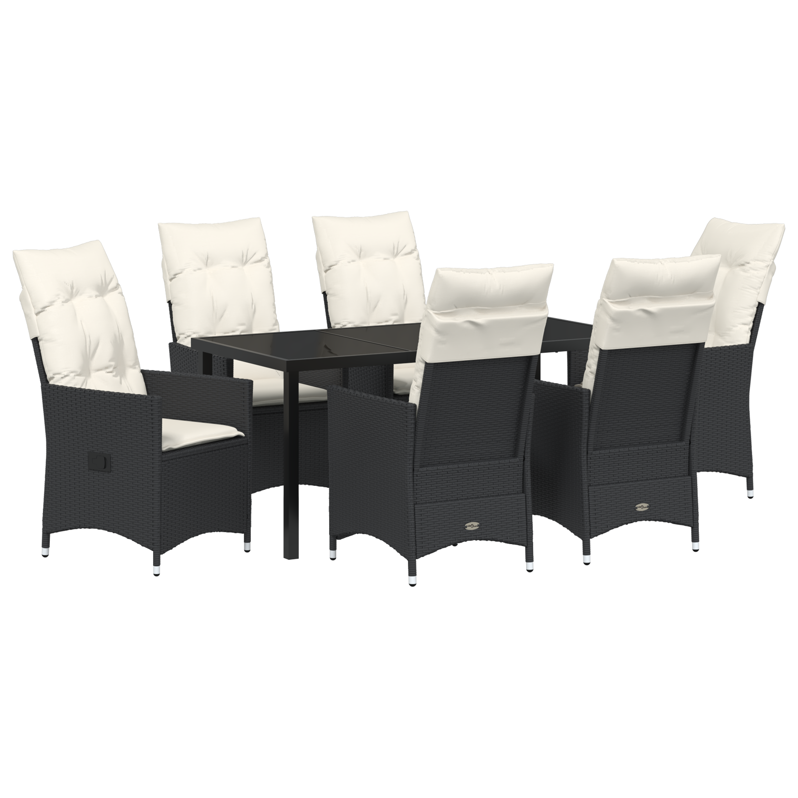 Set de mese de grădină 7 piese cu perne Rattan poli negru GartenMobel Dekor