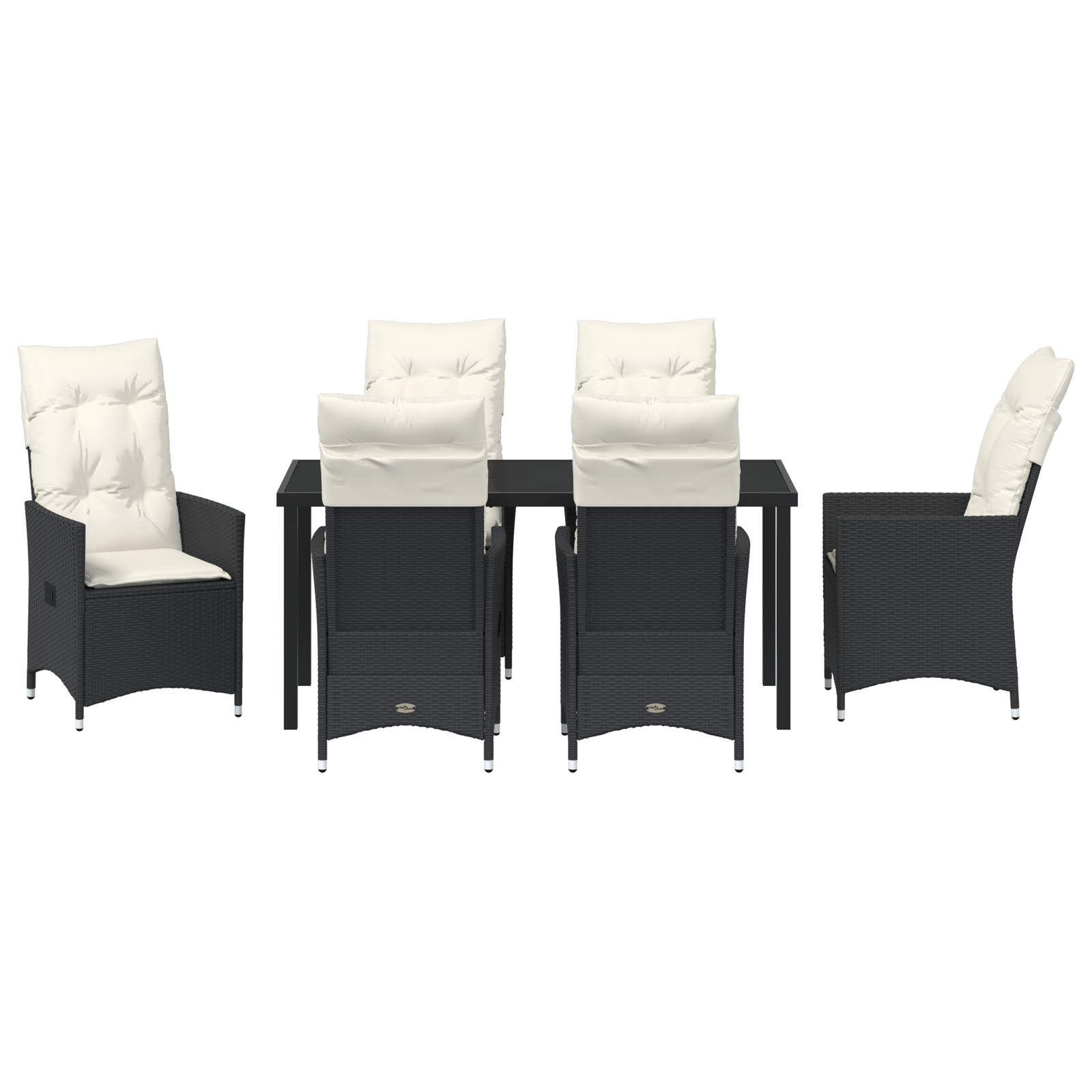 Set de mese de grădină 7 piese cu perne Rattan poli negru GartenMobel Dekor
