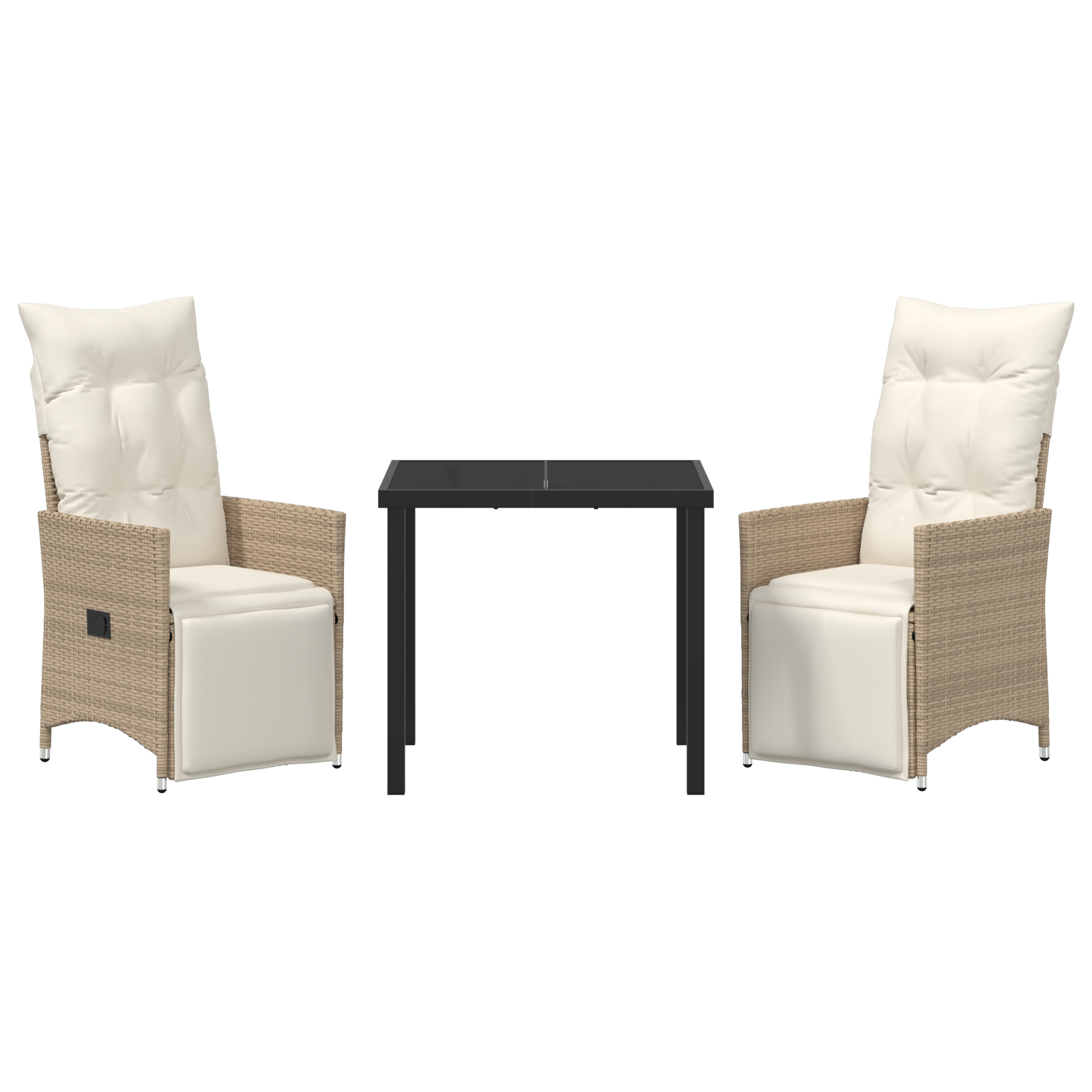 Set de 3 Scaune de Grădină cu Pernă Bej Poliratan GartenMobel Dekor