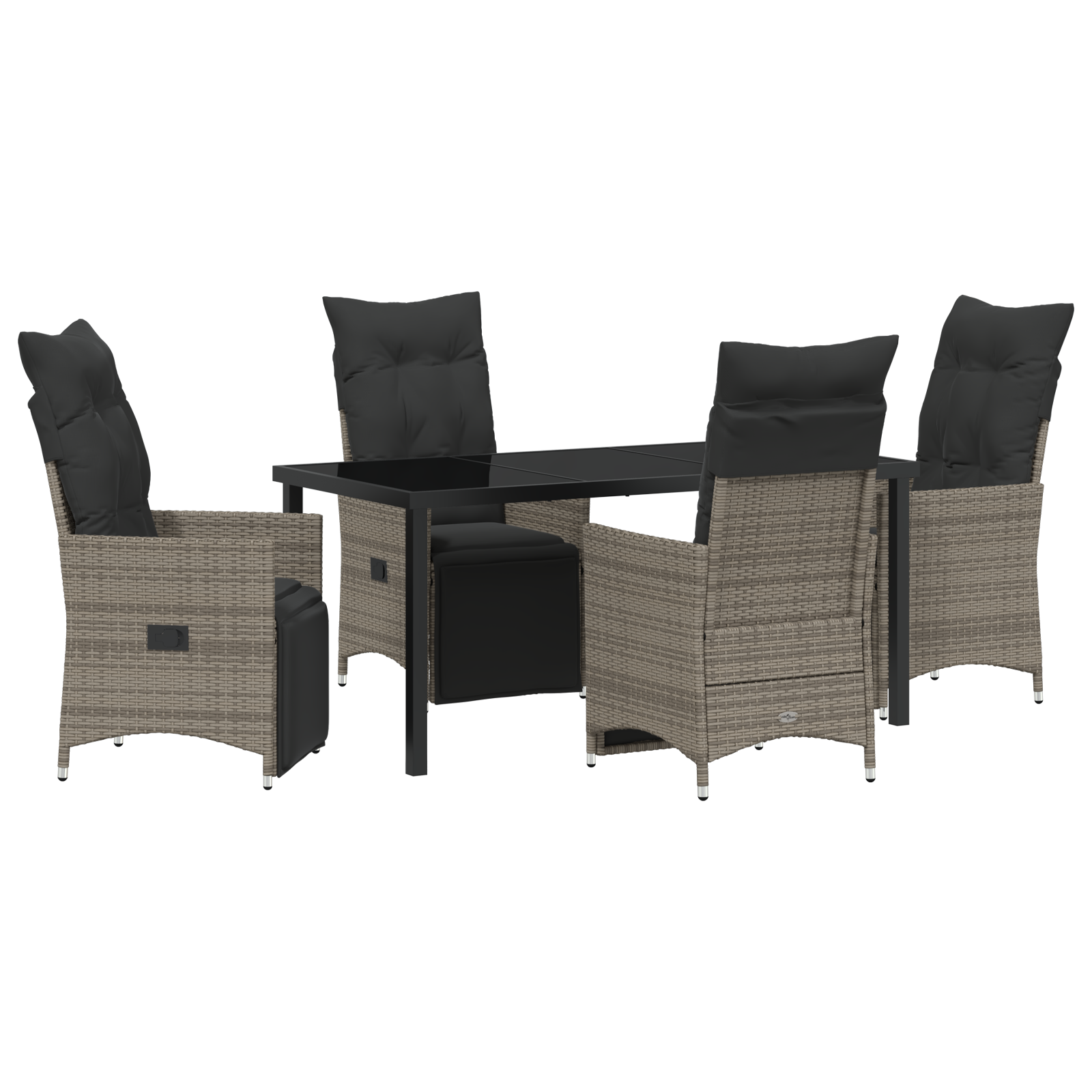 Set de Dining de Grădină cu Pernă Gri Poliratan GartenMobel Dekor