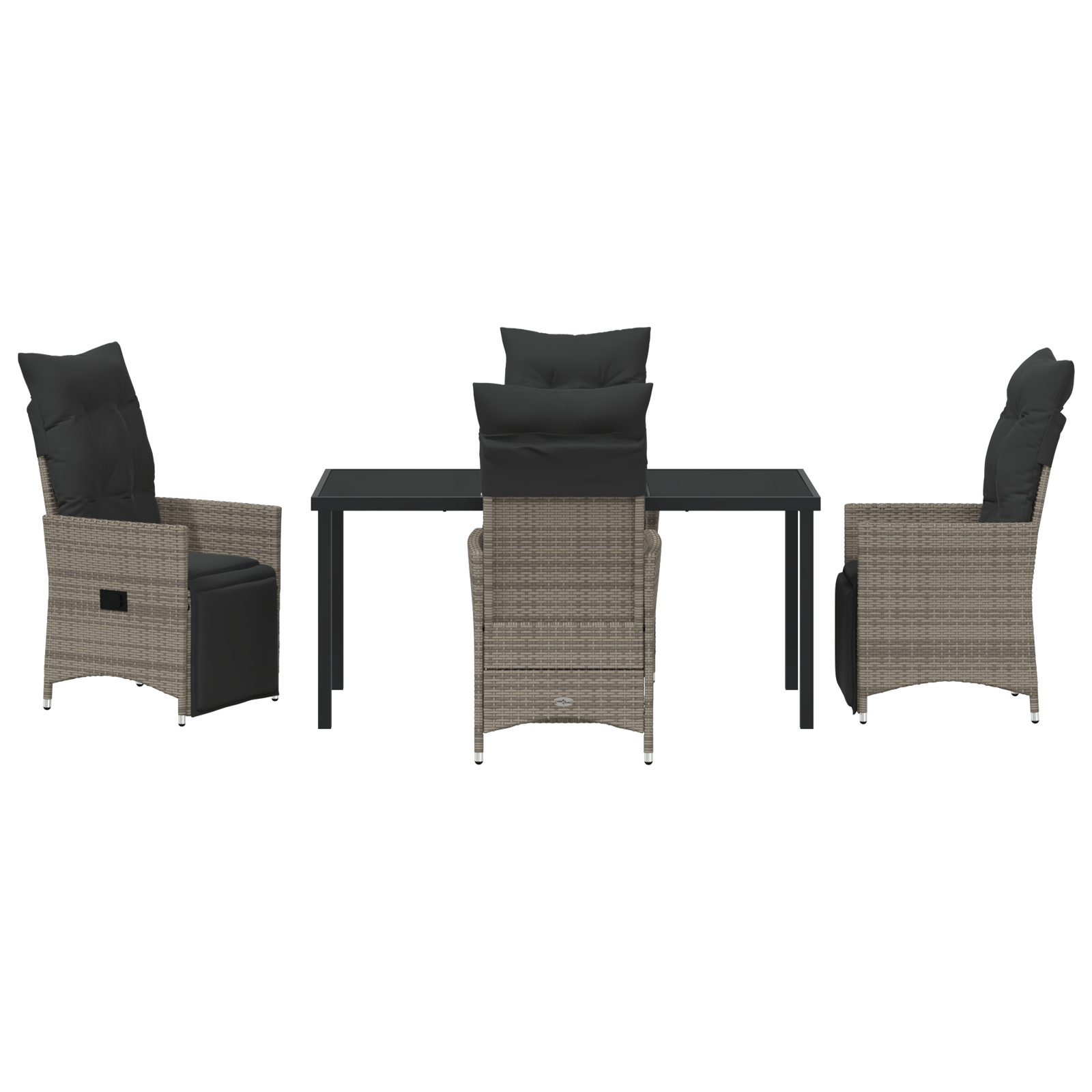 Set de Dining de Grădină cu Pernă Gri Poliratan GartenMobel Dekor