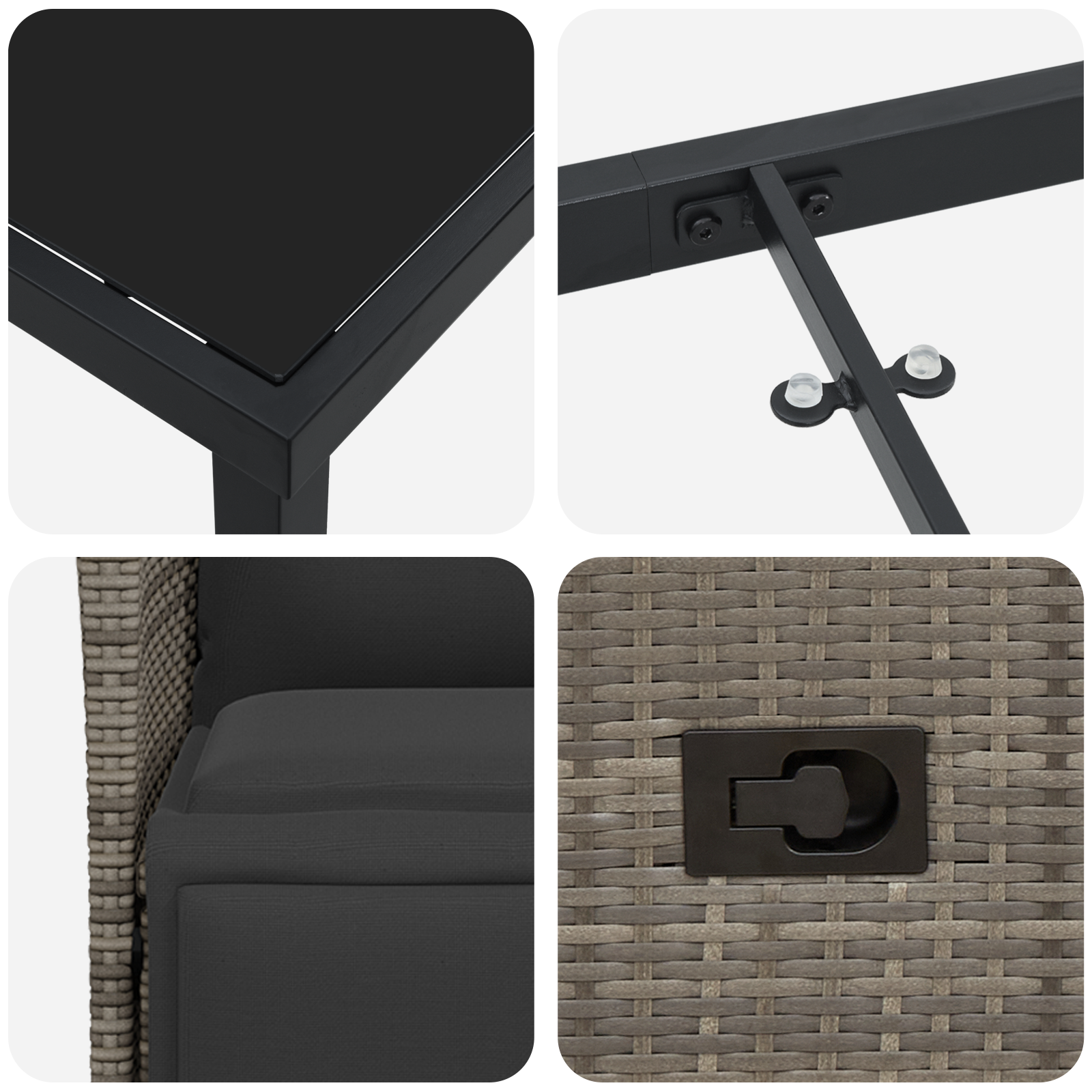 Set de Dining pentru Grădină cu Perne Gri Poliratan GartenMobel Dekor