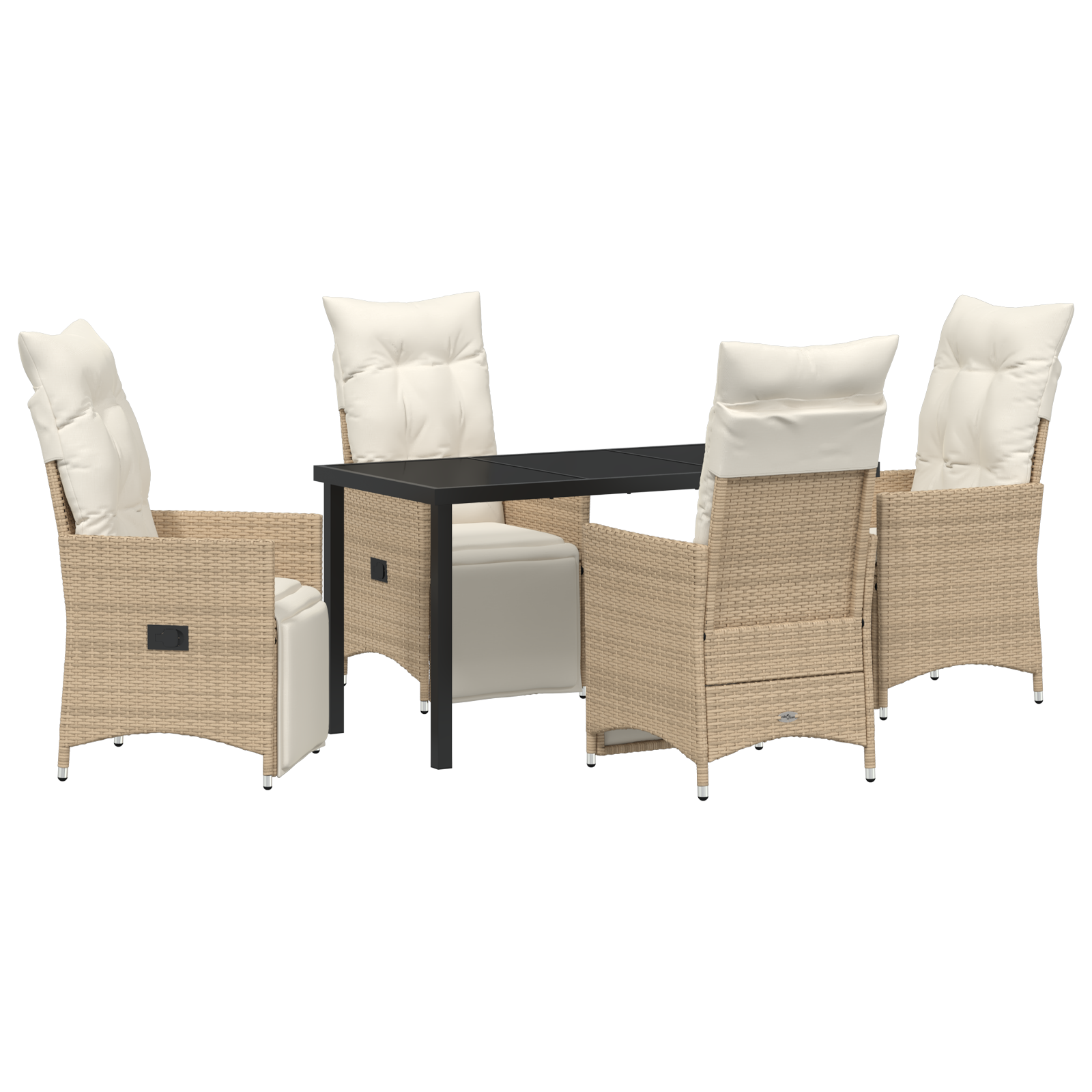 Set de Masă de Grădină cu 5 piese cu Pernă Bej Rattan Polimer GartenMobel Dekor