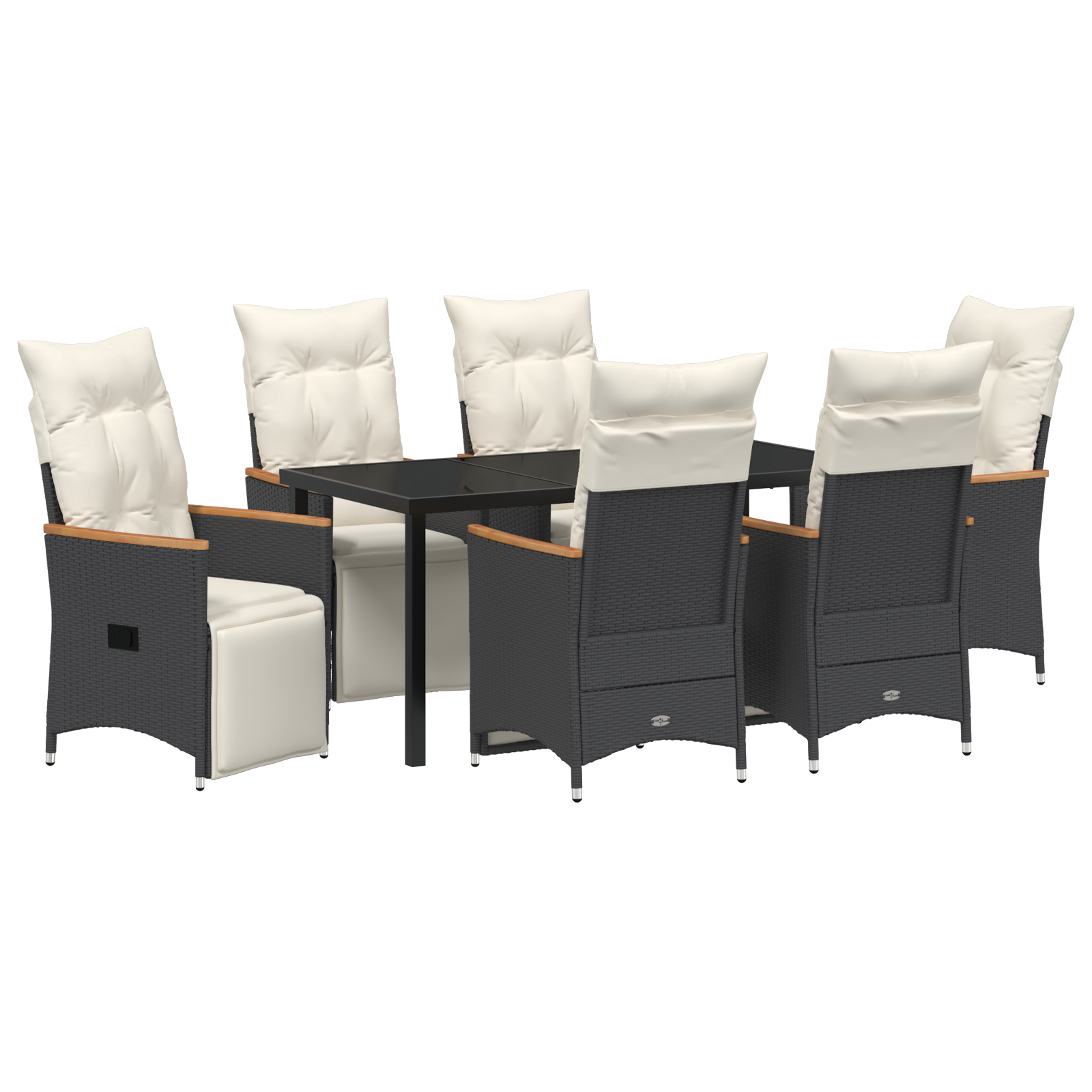 Set de Mobilier de Grădină cu Pernițe din 7 Piese Negru Ratan Polimeric GartenMobel Dekor
