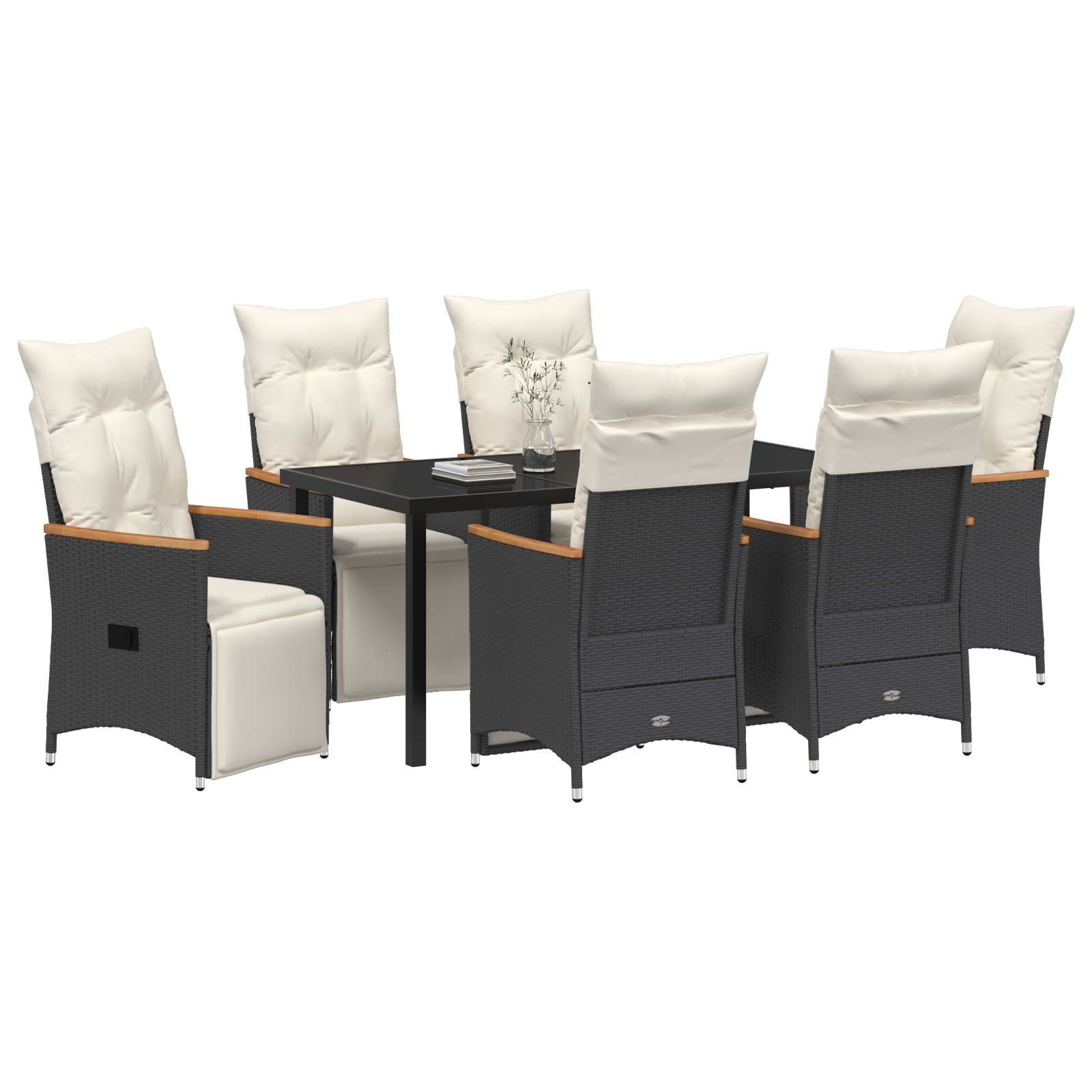 Set de Mobilier de Grădină cu Pernițe din 7 Piese Negru Ratan Polimeric GartenMobel Dekor