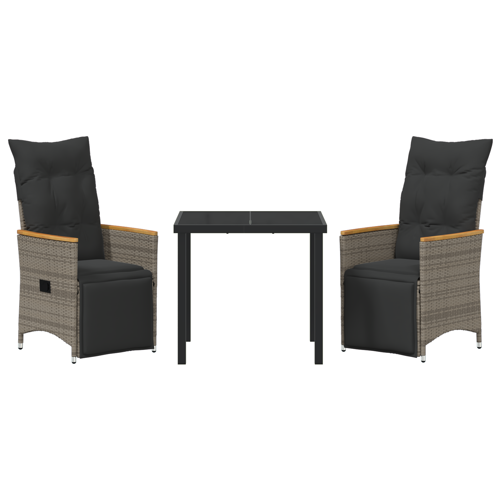 Set de dining de grădină 3 piese cu perne gri poliratan GartenMobel Dekor