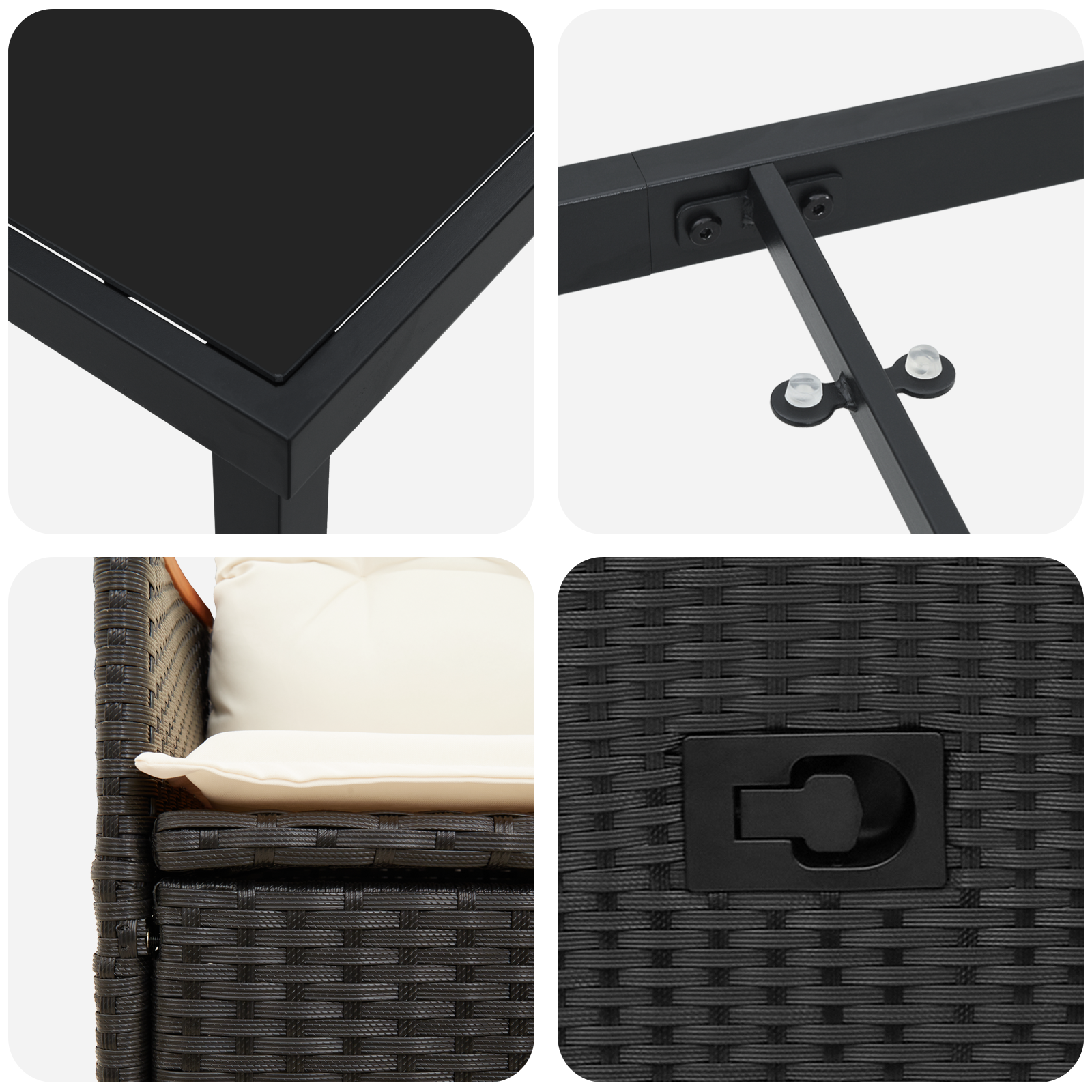 Set de dining de grădină 7 piese cu perne din ratan sintetic negru GartenMobel Dekor