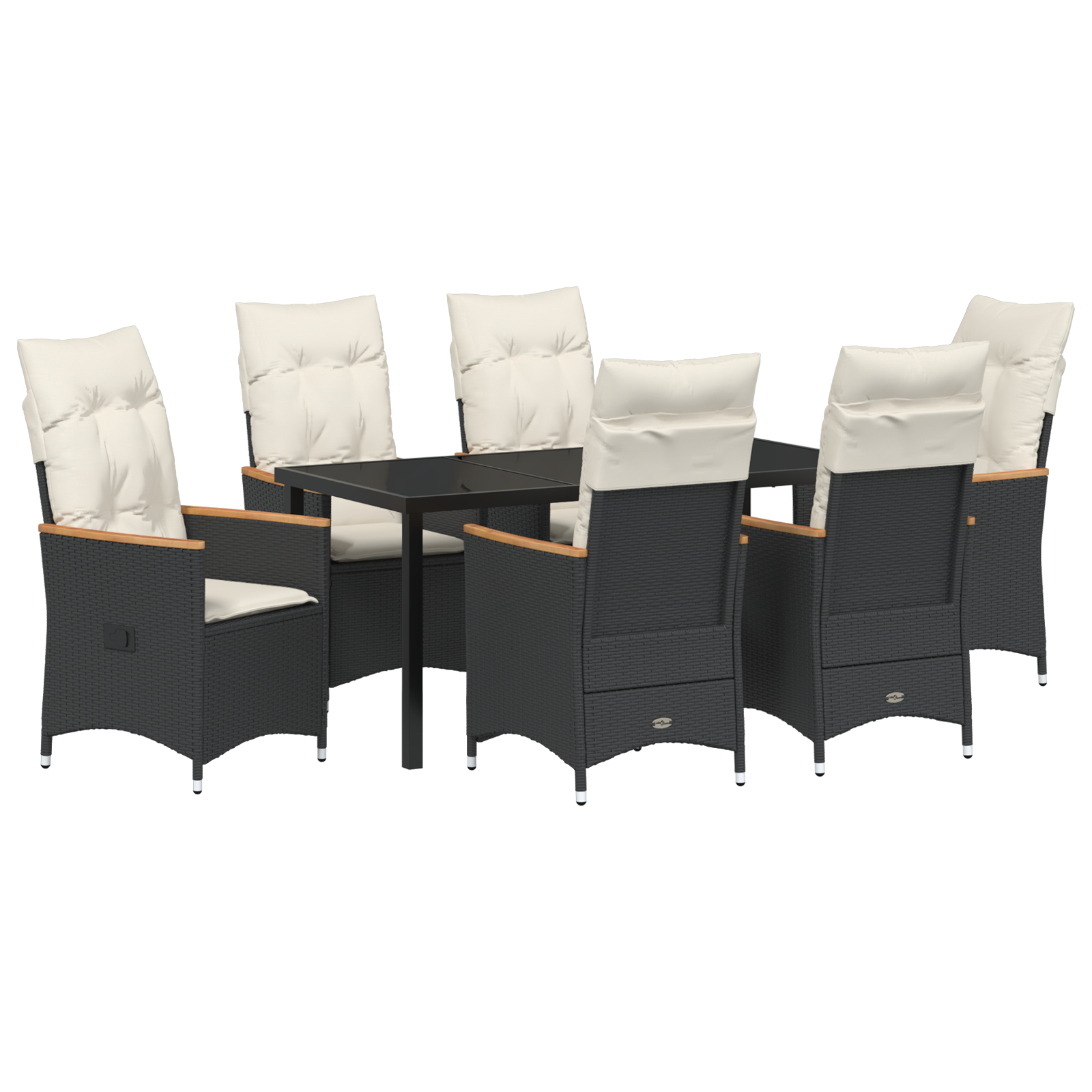 Set de dining de grădină 7 piese cu perne din ratan sintetic negru GartenMobel Dekor