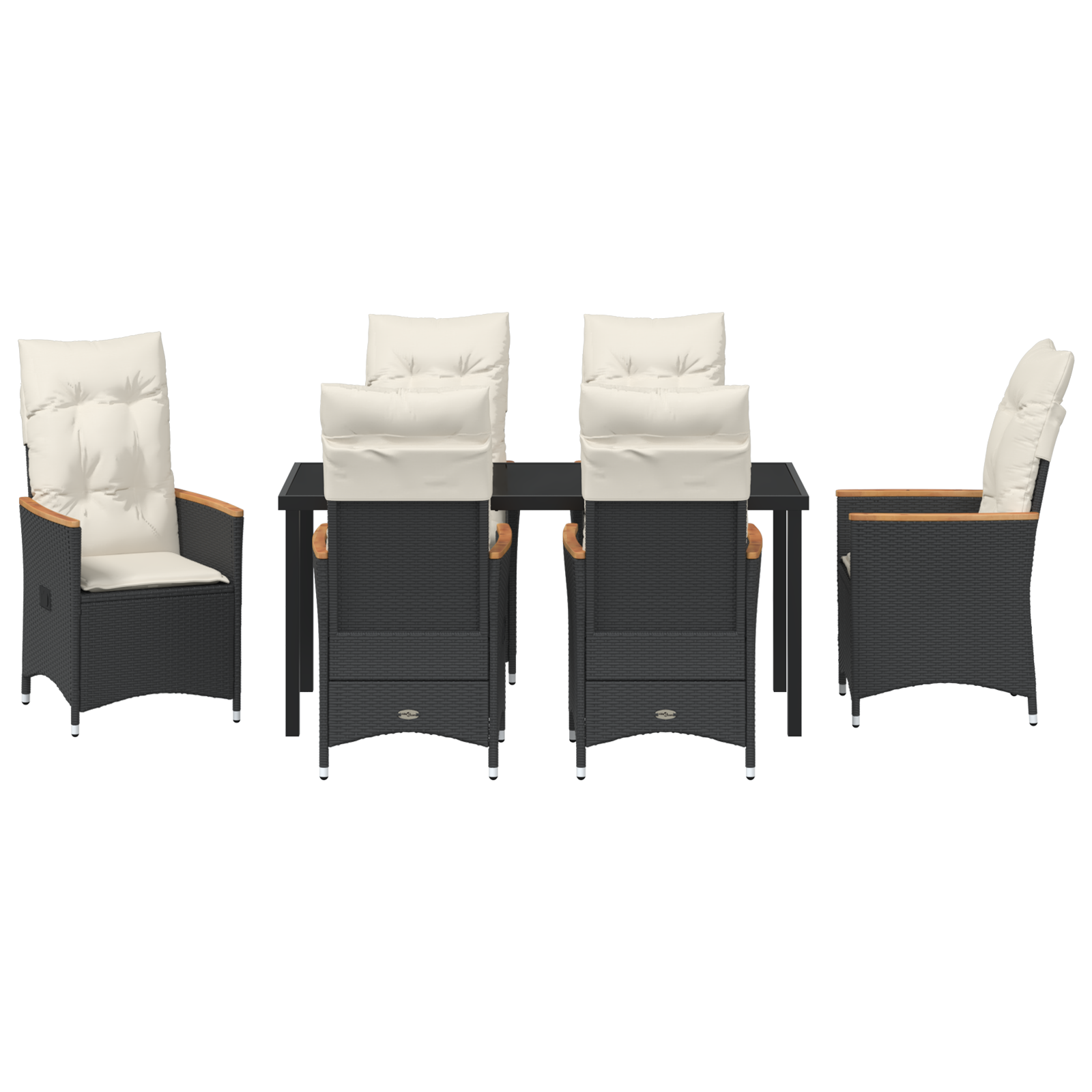 Set de dining de grădină 7 piese cu perne din ratan sintetic negru GartenMobel Dekor