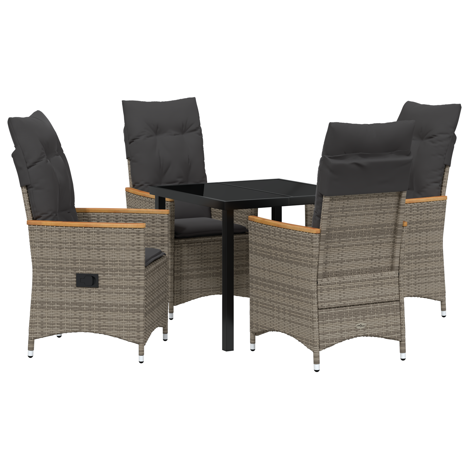 Set de dining de grădină cu 5 piese și perne gri din ratan poliester GartenMobel Dekor