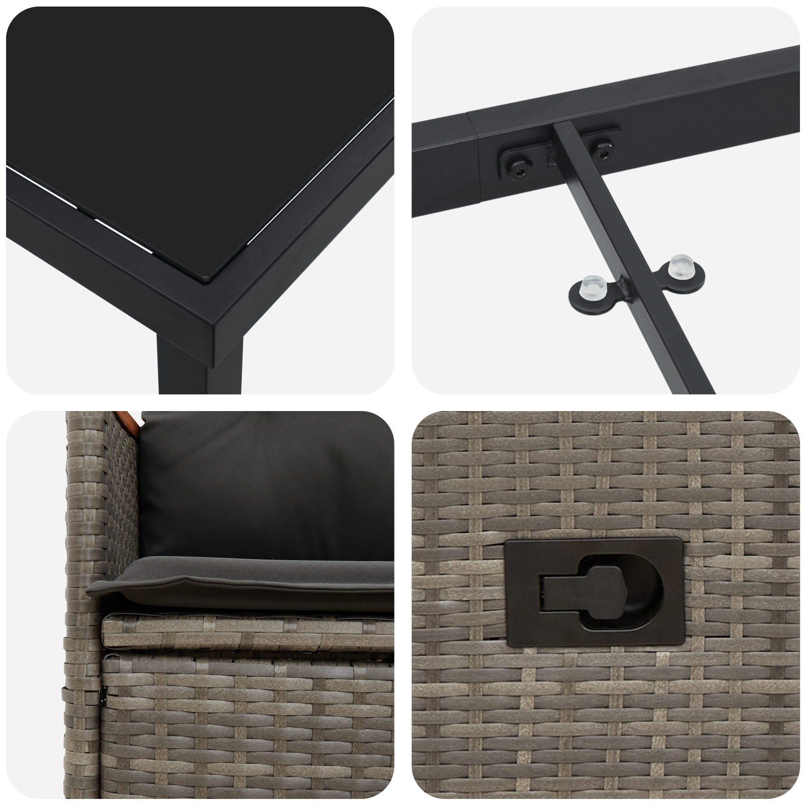 Set de dining de grădină cu 5 piese și perne gri din ratan poliester GartenMobel Dekor