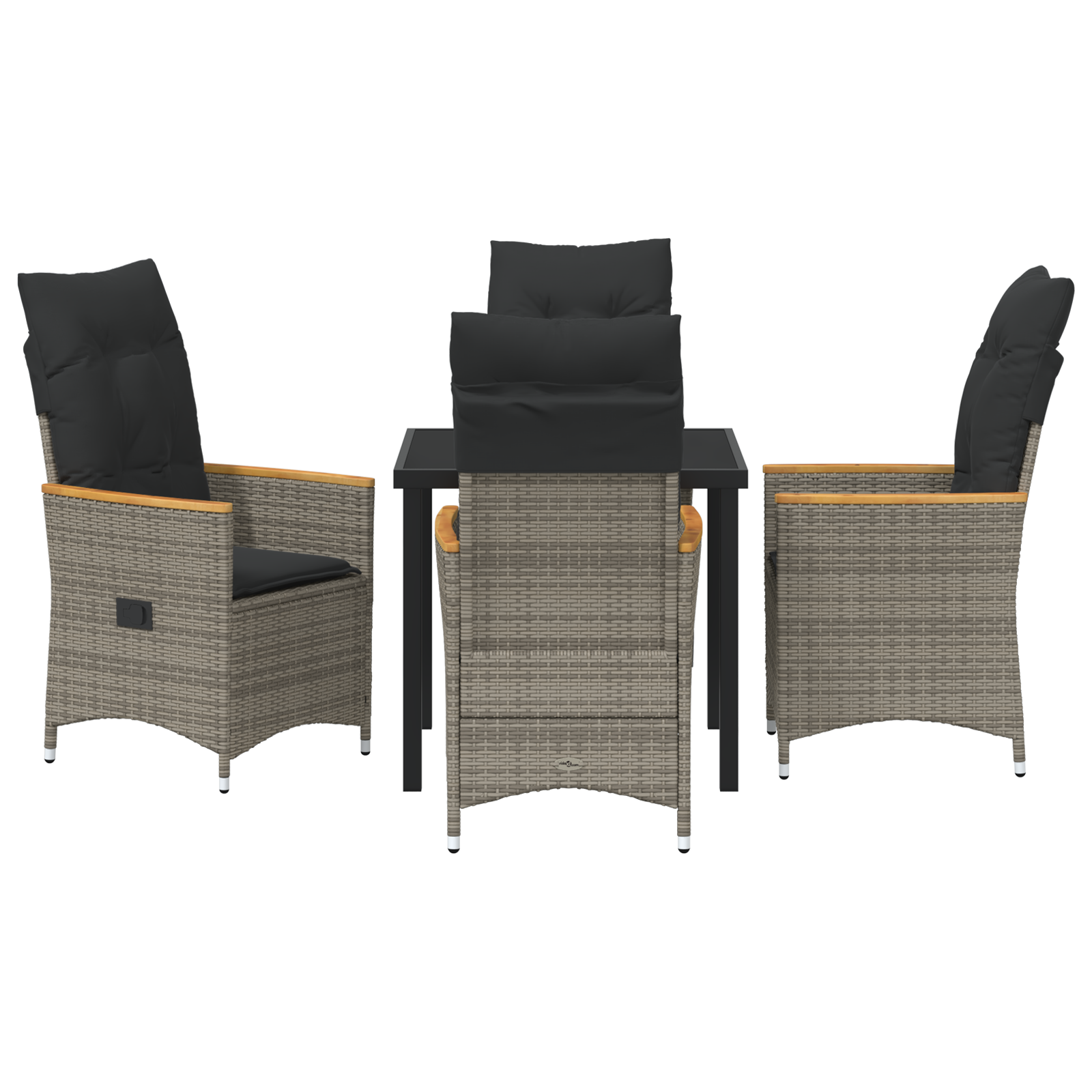 Set de dining de grădină cu 5 piese și perne gri din ratan poliester GartenMobel Dekor